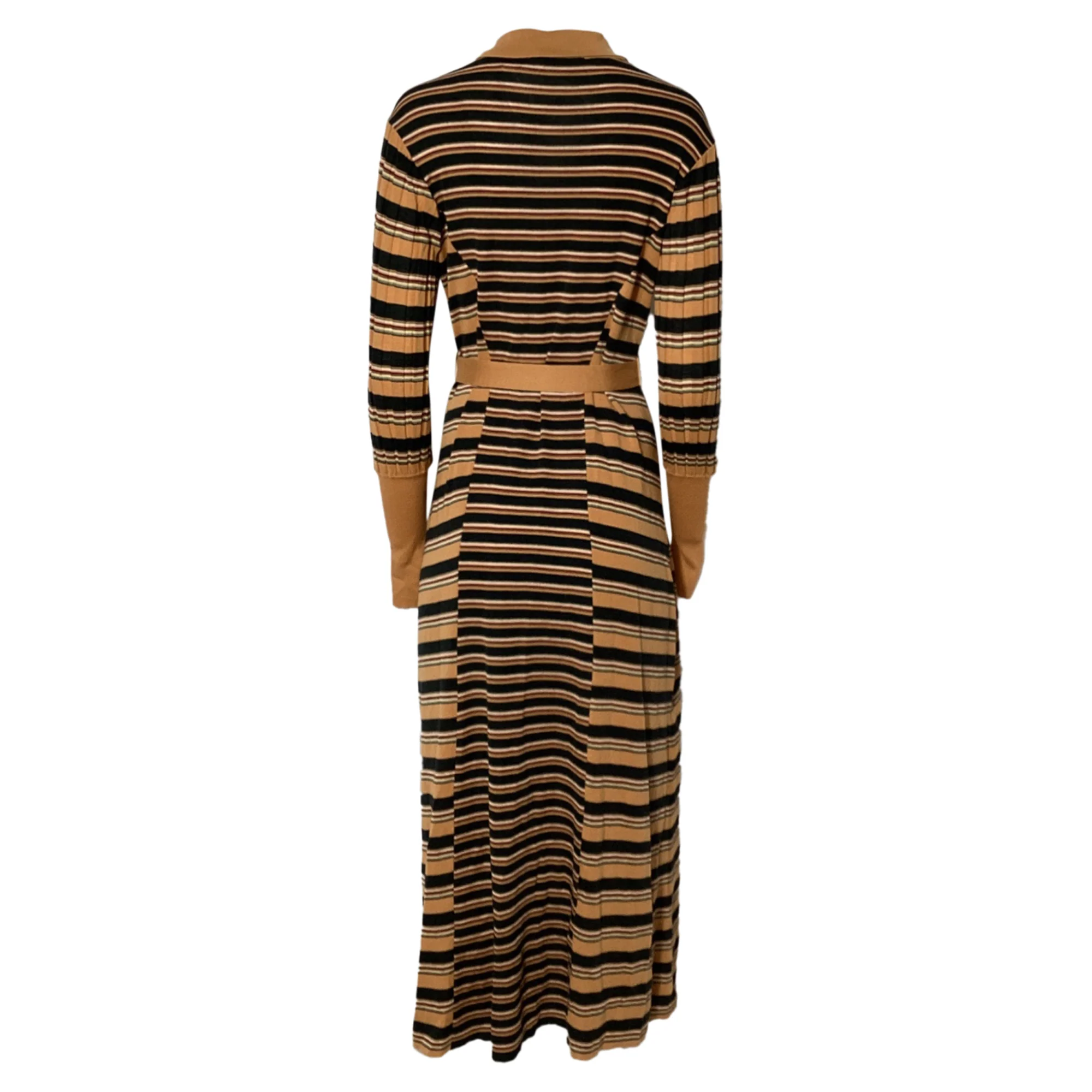 Women's Chloé Striped Shirt Maxi Dress in Brown Wool - Image 3