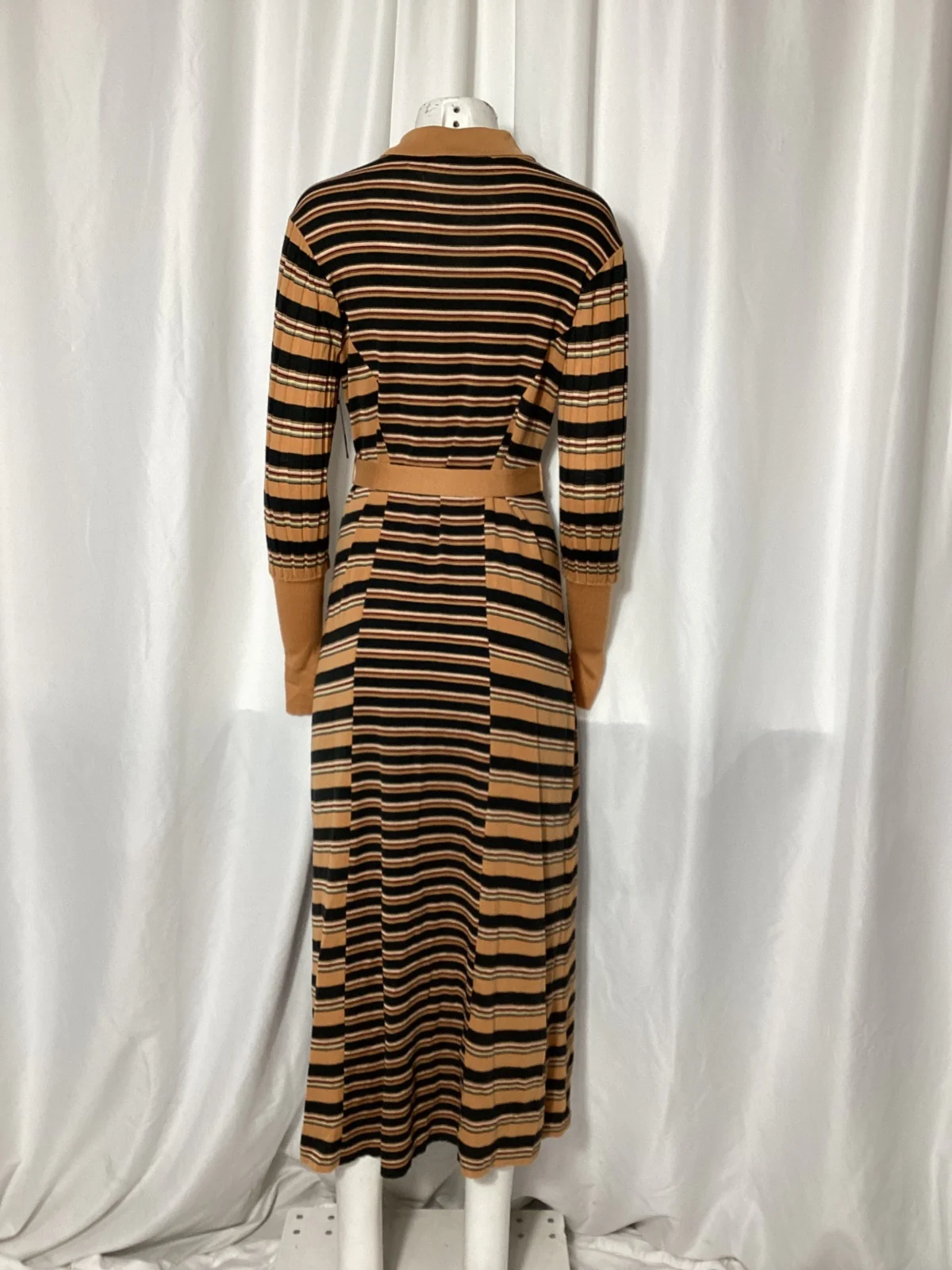 Women's Chloé Striped Shirt Maxi Dress in Brown Wool - Image 9