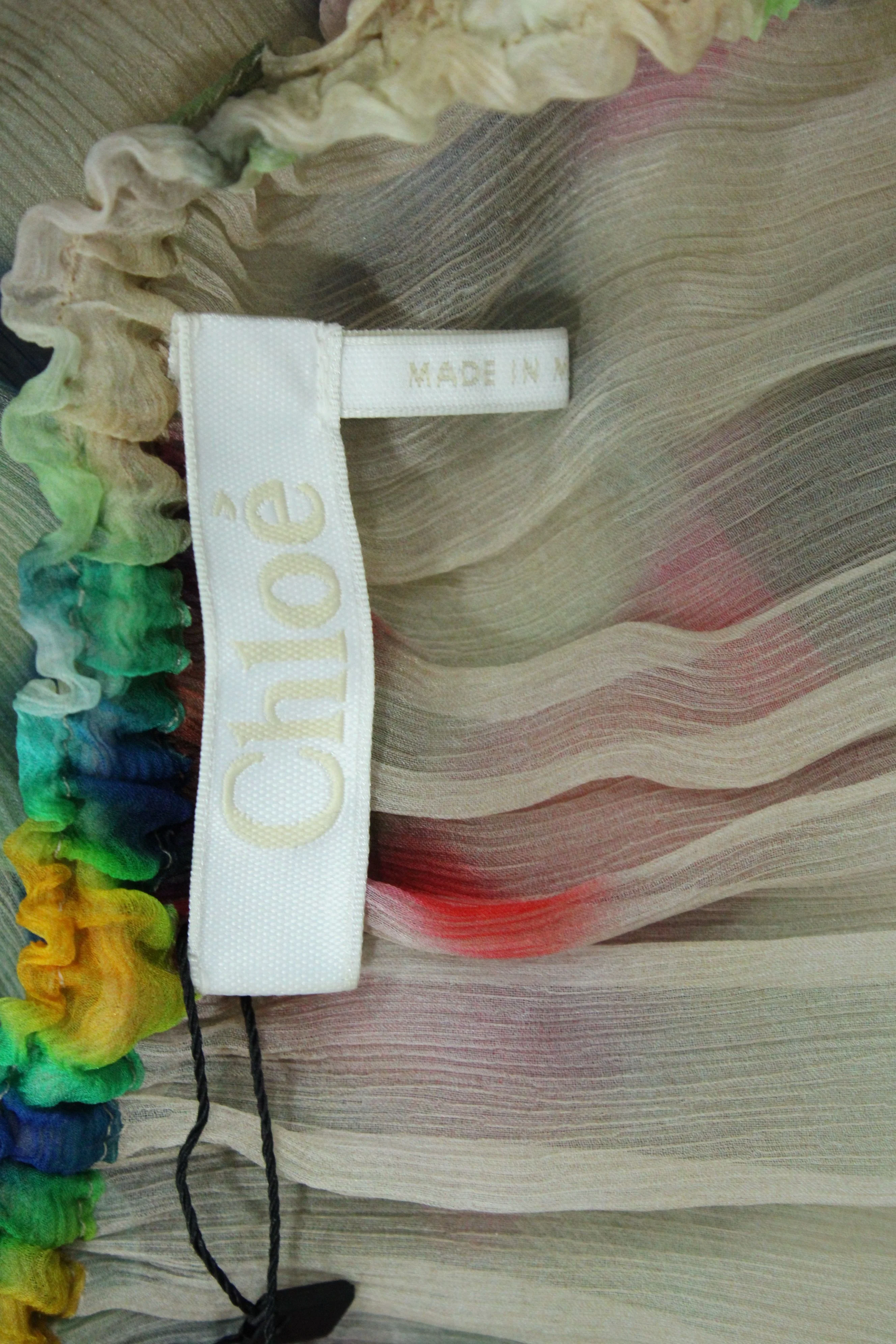 Women's Chloe Tie Dye Print Peasant Dress in Multicolor Silk - Image 4