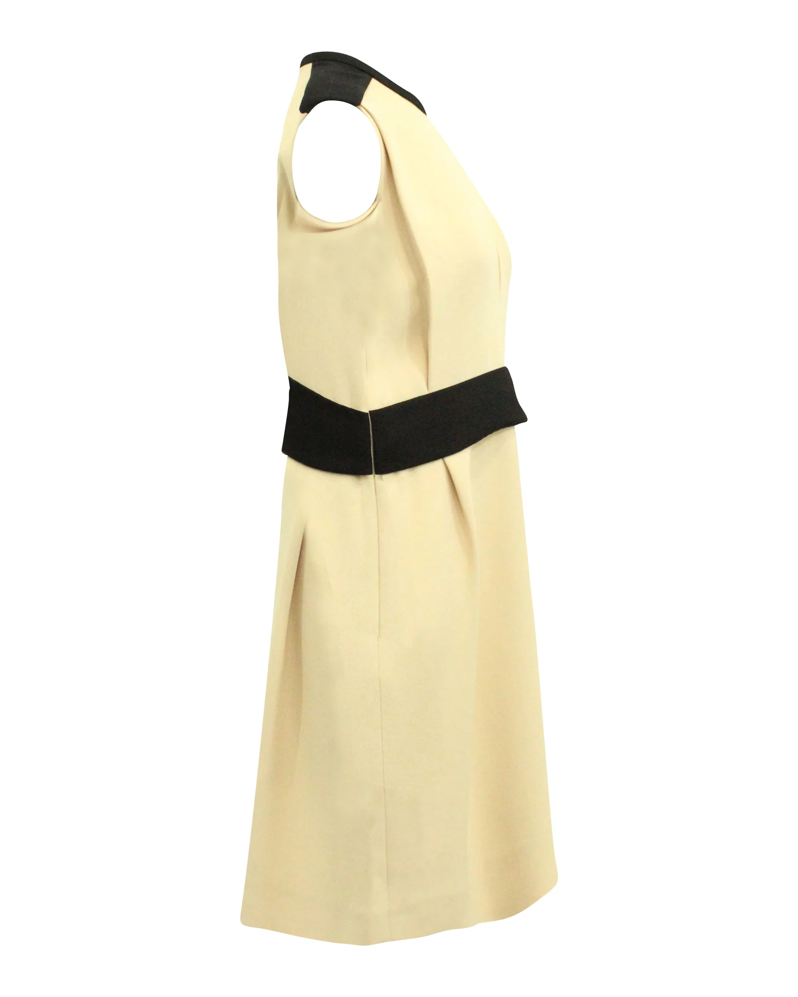 Women's Chloe Two-Tone Sleeveless Keyhole Dress in Beige Viscose - Image 2