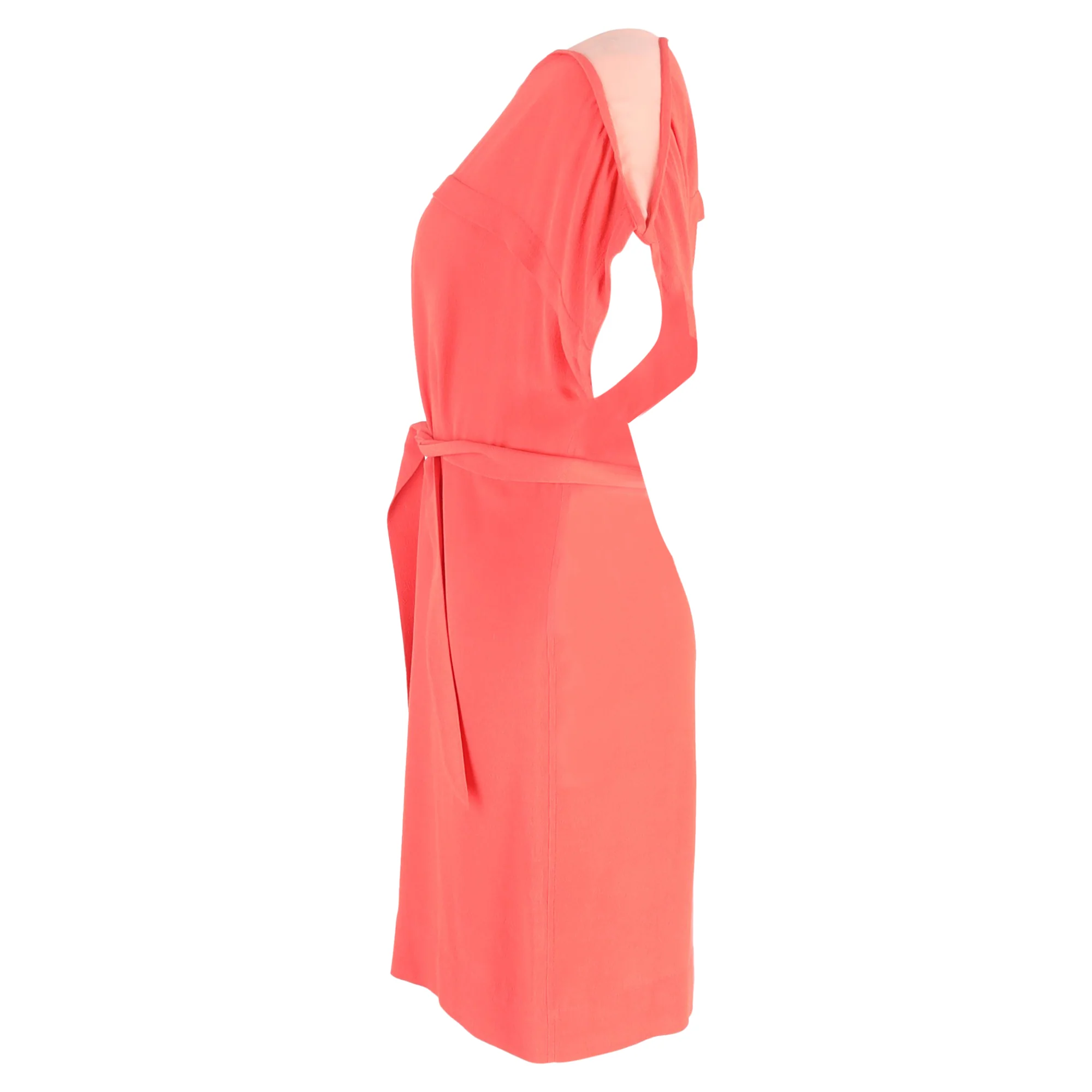 Women's  See by Chloé Belted  Knee-Length Dress in Coral Viscose - Image 2