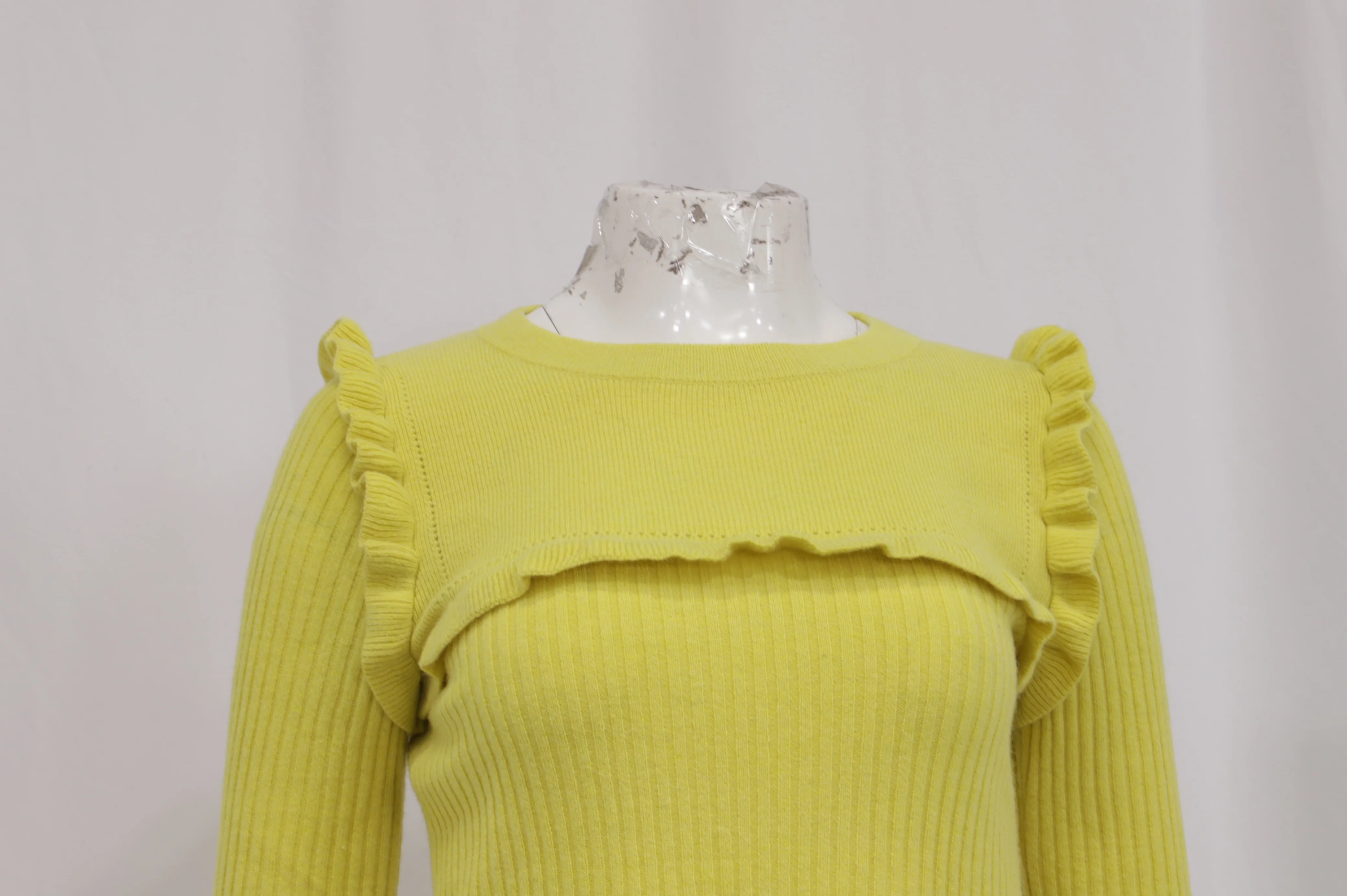 Women's See by Chloé Ruffle Sweater in Yellow Alpaca - Image 9