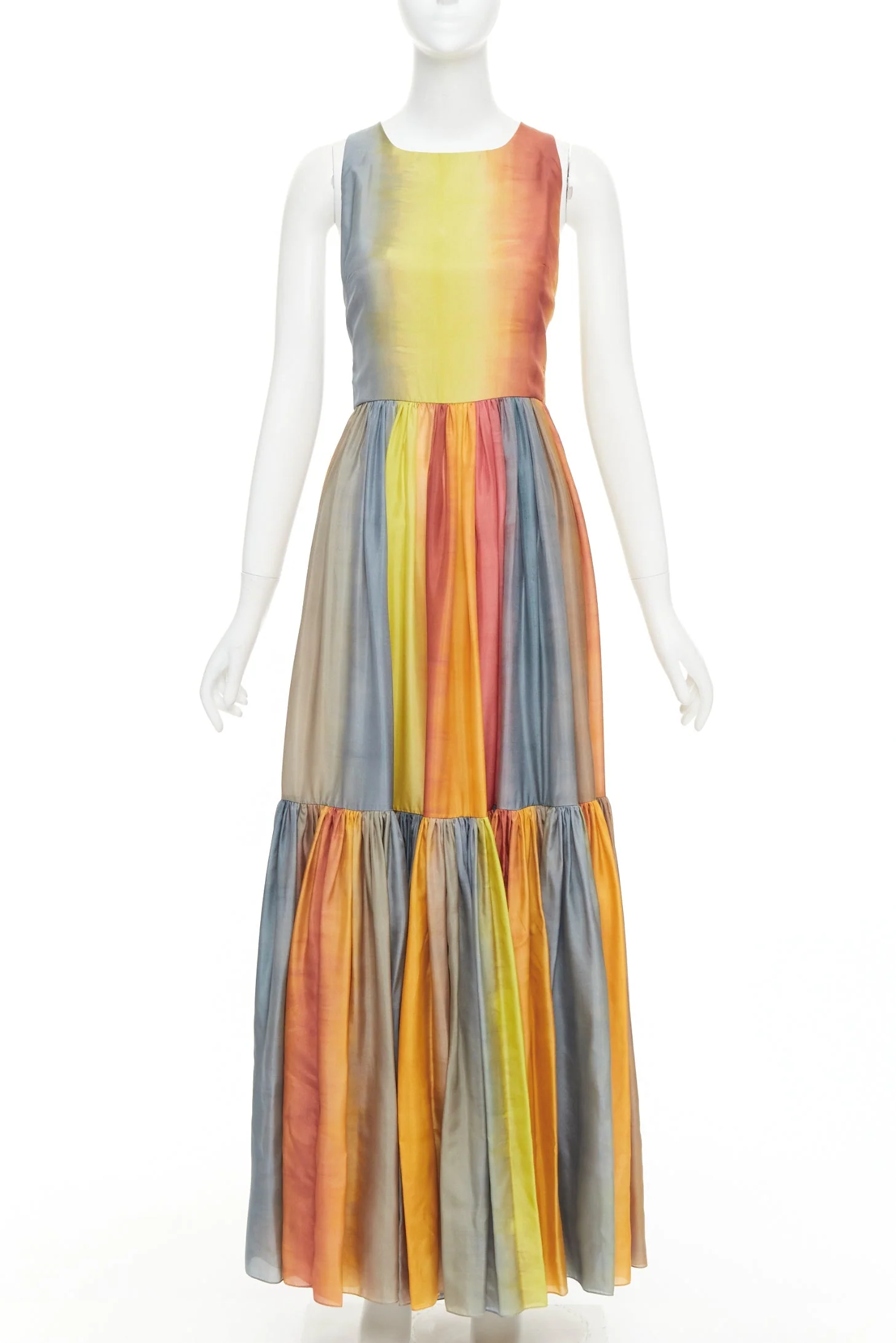 Women's CHRISTIAN DIOR 2022 Runway Maria Grazia Chiuri rainbow silk tie dye dress FR38 M - Image 3