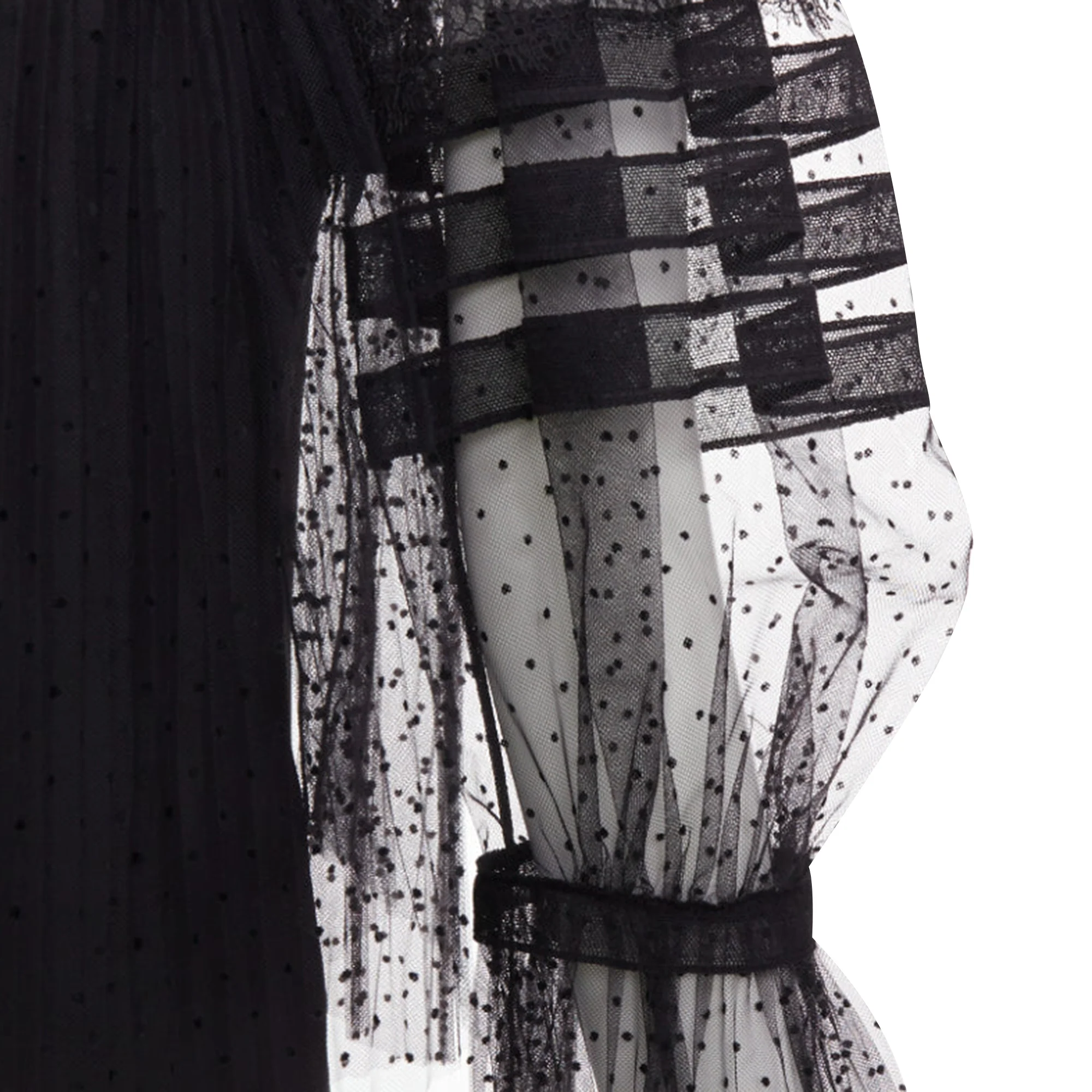 Women's Christian Dior black sheer polka dot Victorian top - Image 2