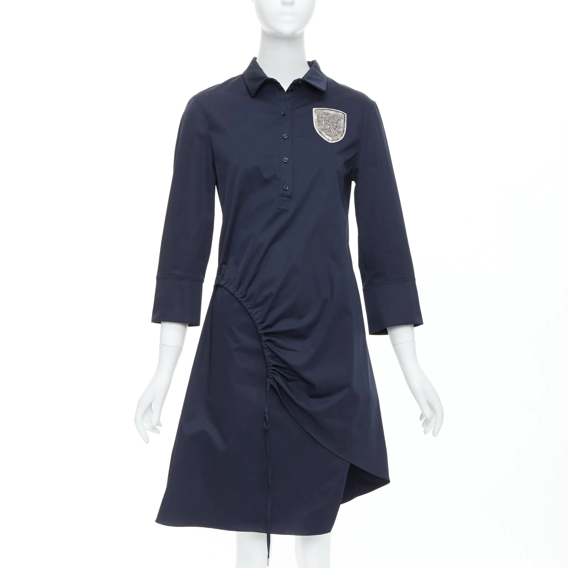 Women's Christian Dior cotton beaded crest badge button down dress - Image 7