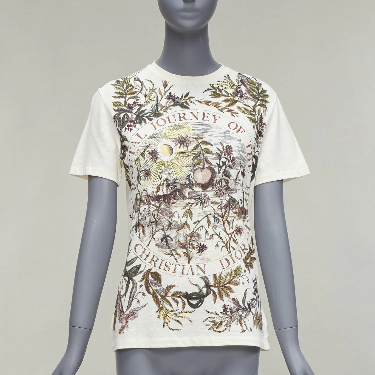 Women's Christian Dior Cotton Linen Brutal Journey Of The Heart Crew Tshirt - Image 7