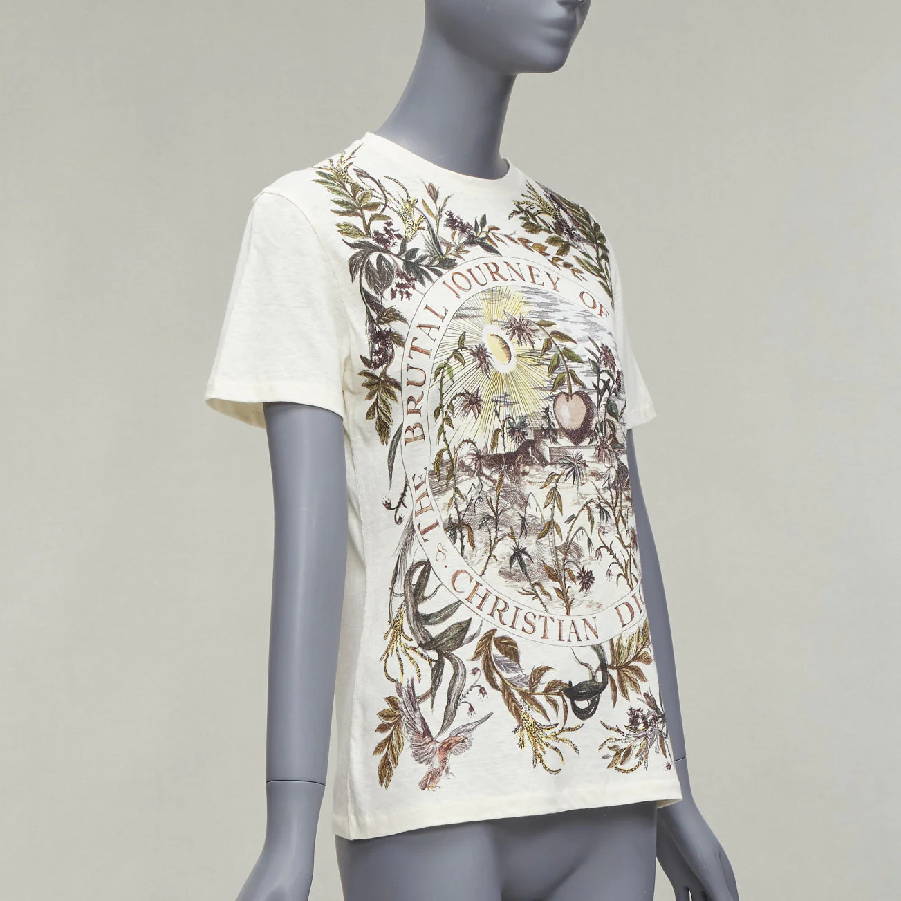 Women's Christian Dior Cotton Linen Brutal Journey Of The Heart Crew Tshirt - Image 9