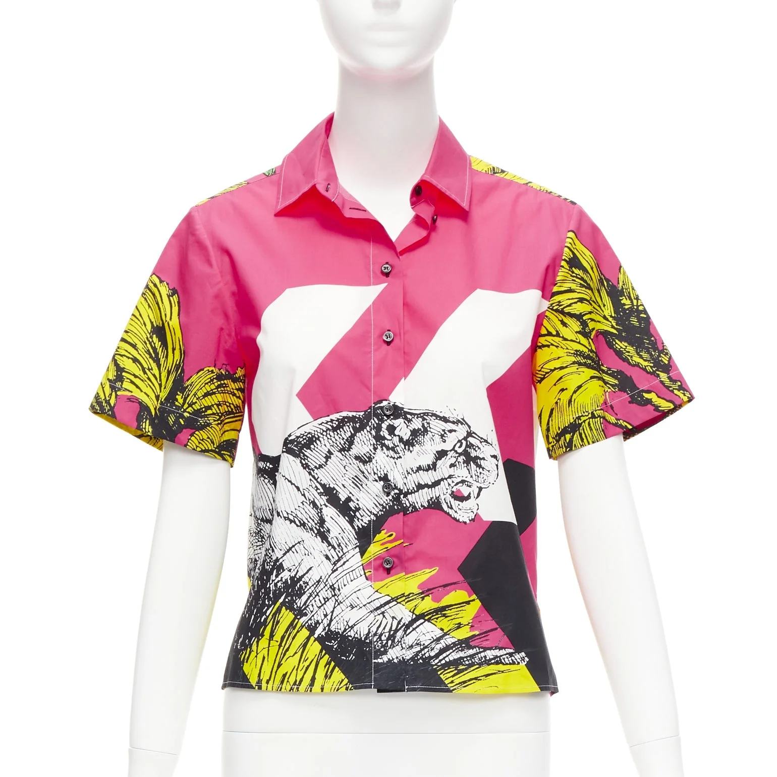 Women's Christian Dior D-Jungle Pop Tiger print poplin short sleeve shirt - Image 7
