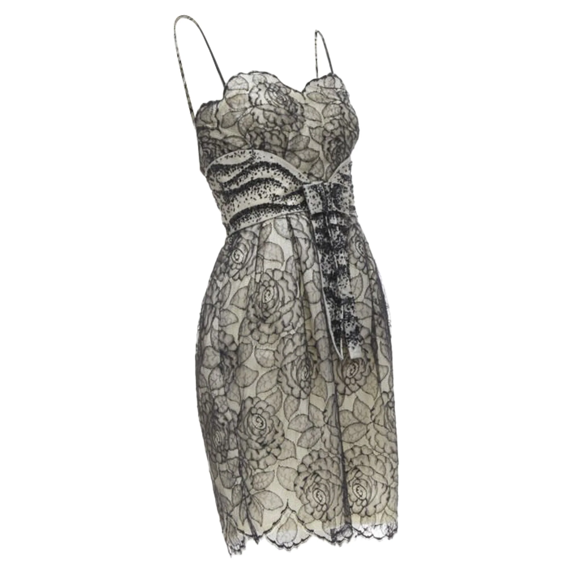 Women's Christian Dior John Galliano lace bead embellished bow dress - Image 3