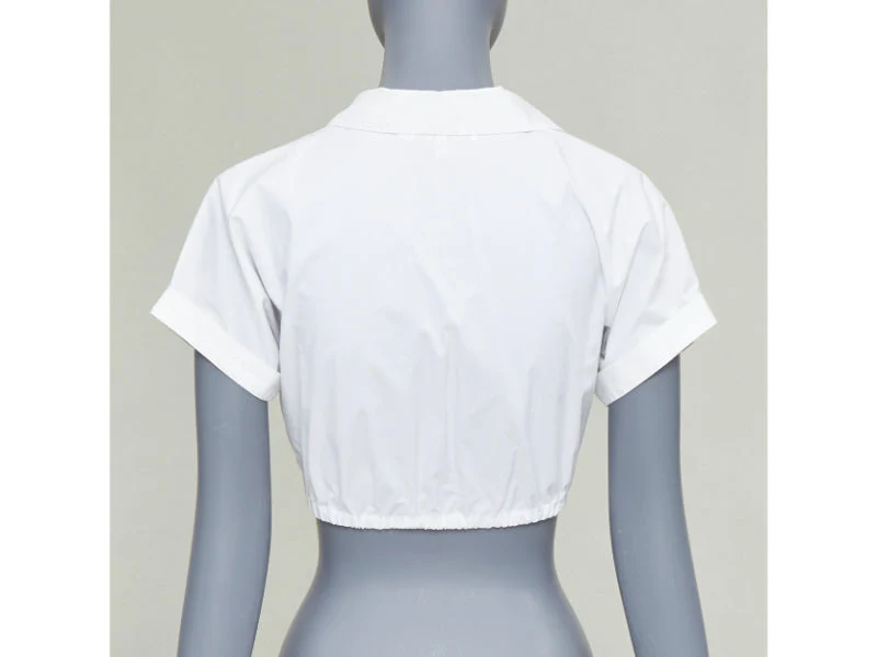 Women's Christian Dior Kids cotton blend bee embroidered crop shirt - Image 5
