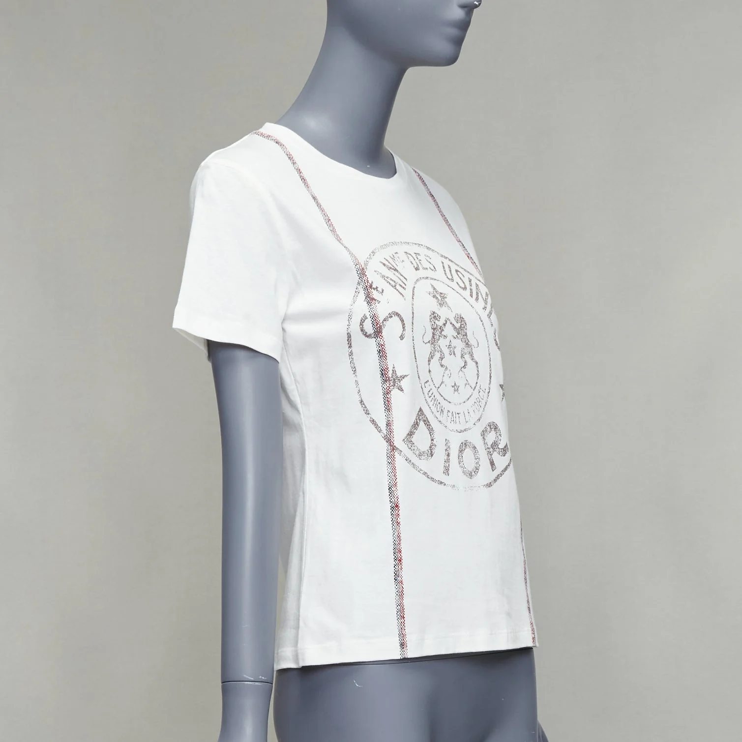 Women's Christian Dior L'union Fait Le Force Cotton Linen Stamp Tee - Image 9