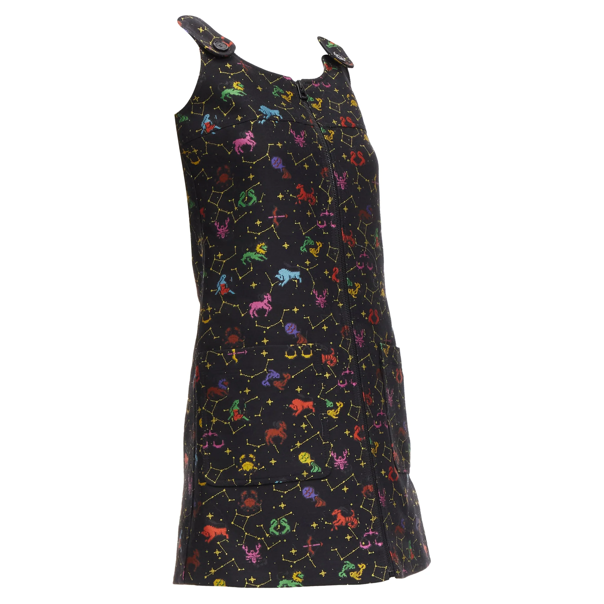 Women's Christian Dior pixel zodiac astrology jacquard zip mini dress - Image 3