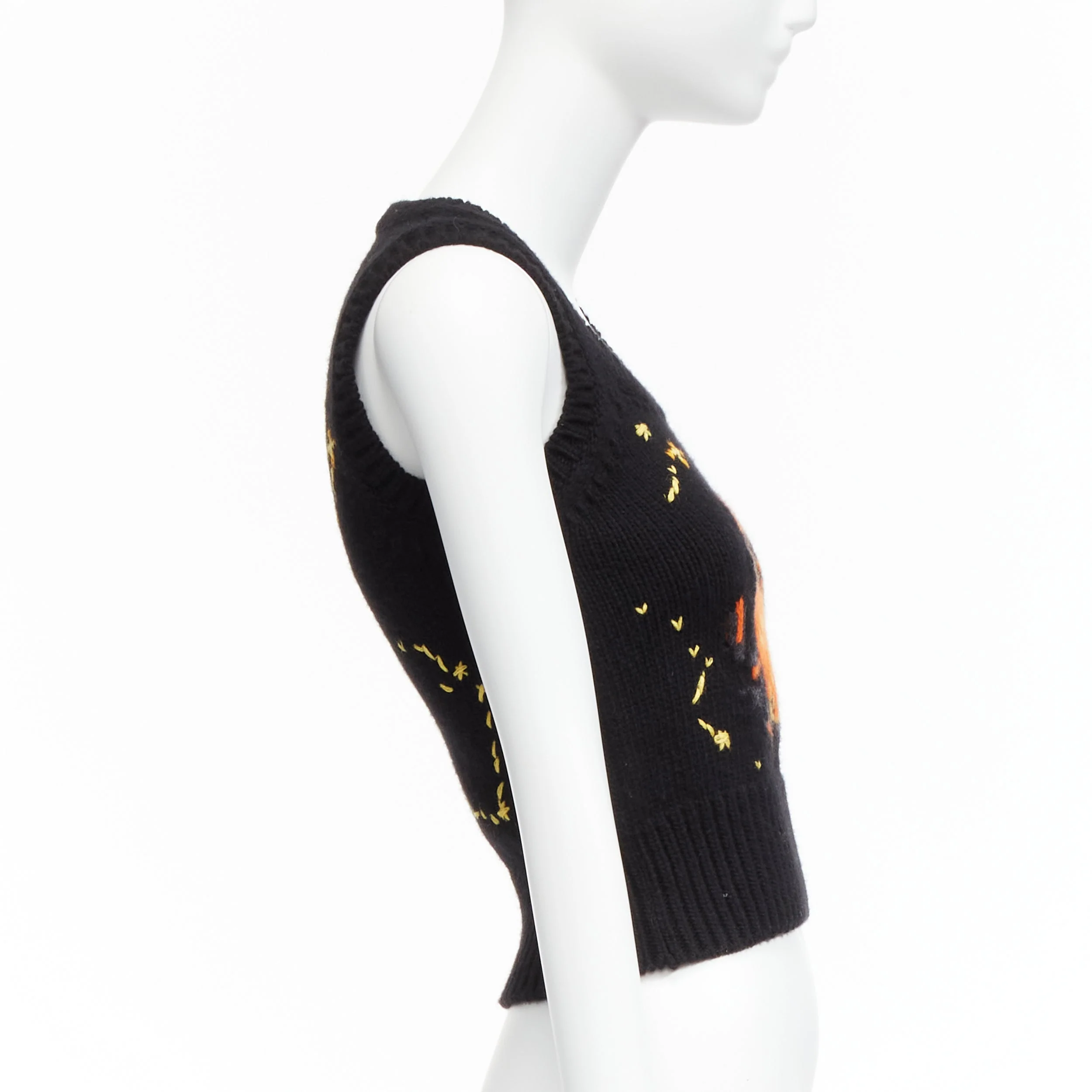 Women's Christian Dior Pixel Zodiac Cancer Cashmere Intarsia Cropped Vest - Image 10