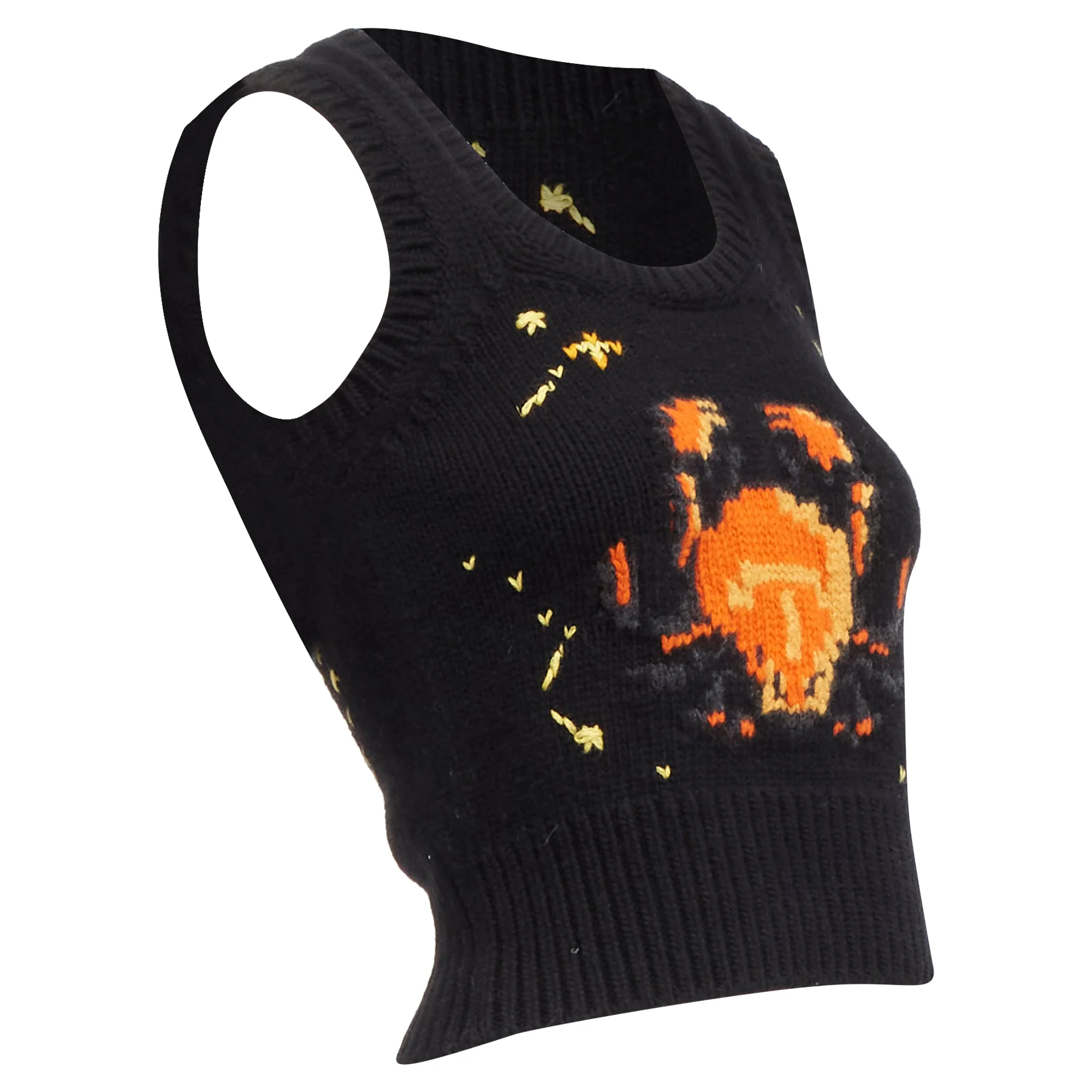 Women's Christian Dior Pixel Zodiac Cancer Cashmere Intarsia Cropped Vest - Image 3