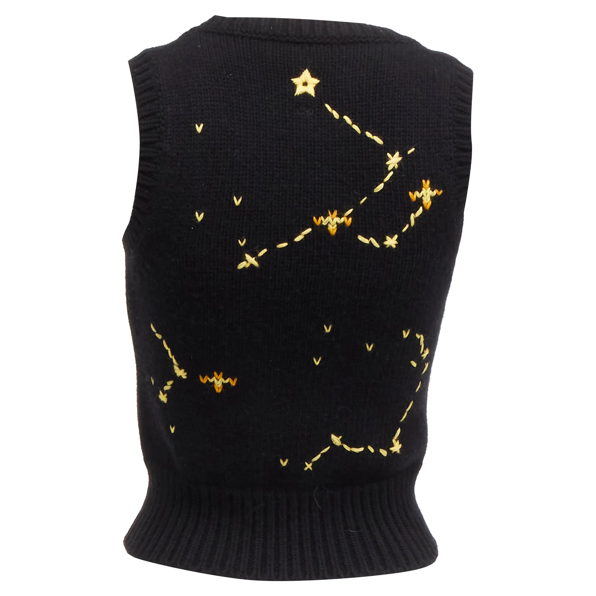 Women's Christian Dior Pixel Zodiac Cancer Cashmere Intarsia Cropped Vest - Image 5