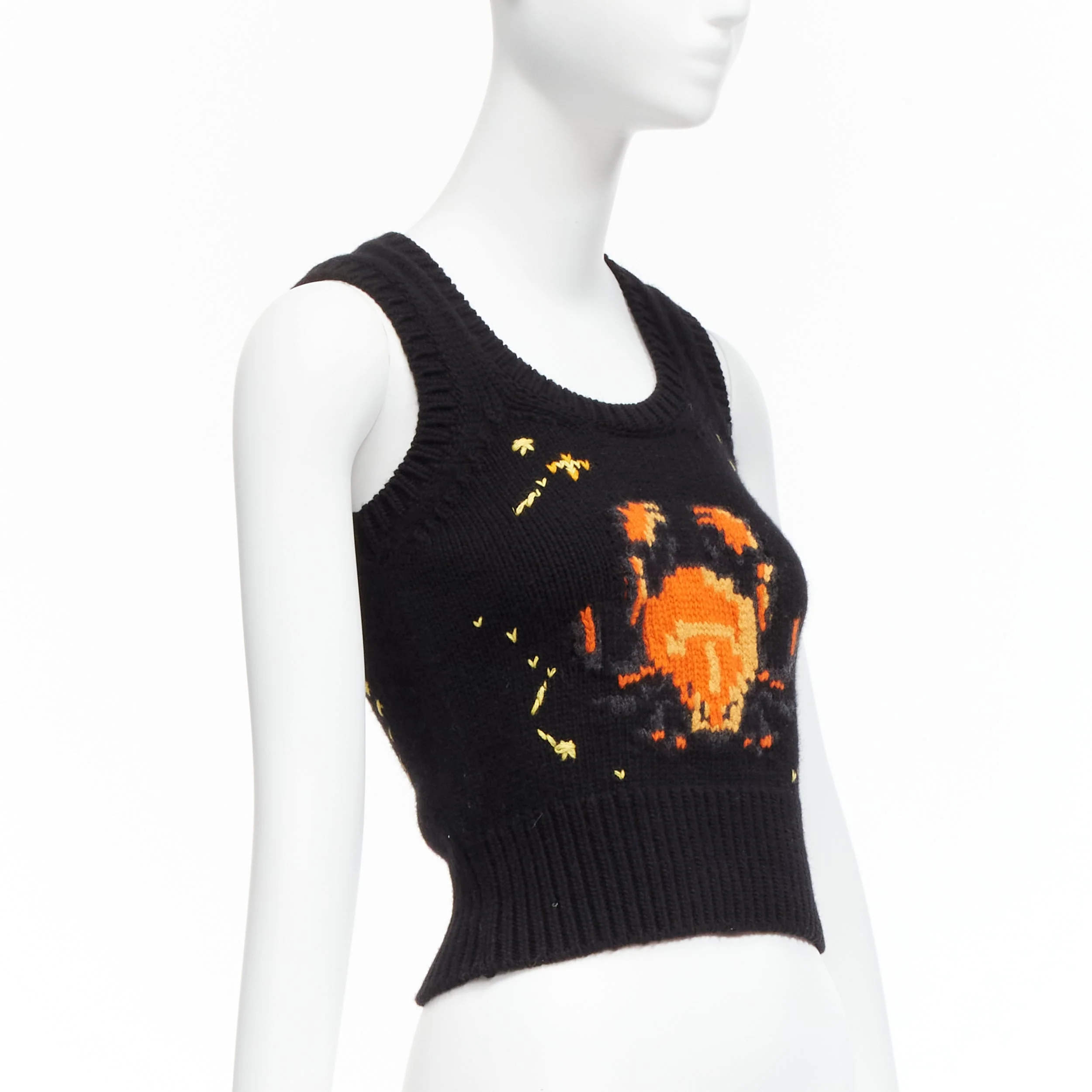 Women's Christian Dior Pixel Zodiac Cancer Cashmere Intarsia Cropped Vest - Image 9