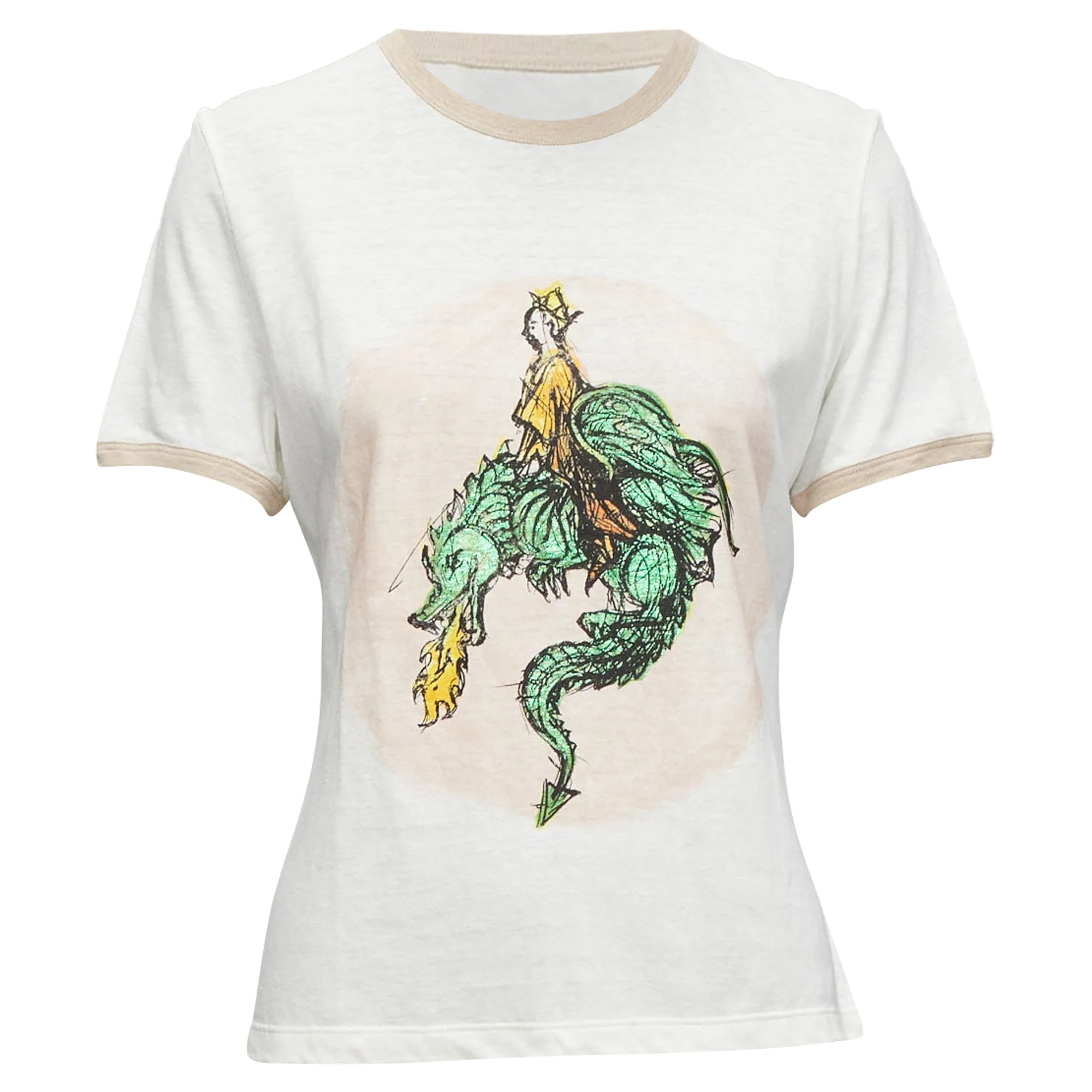 Women's Christian Dior Princess And Dragon Foil Print Ringer Tshirt