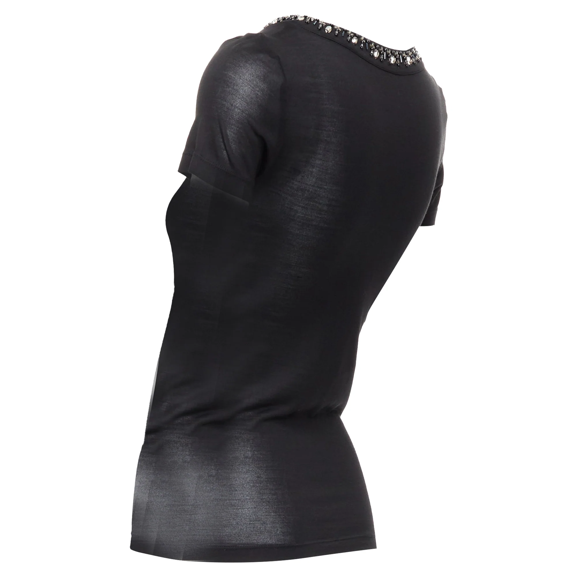 Women's Christian Dior Silk Glass Pvc Beaded Collar Tshirt - Image 6