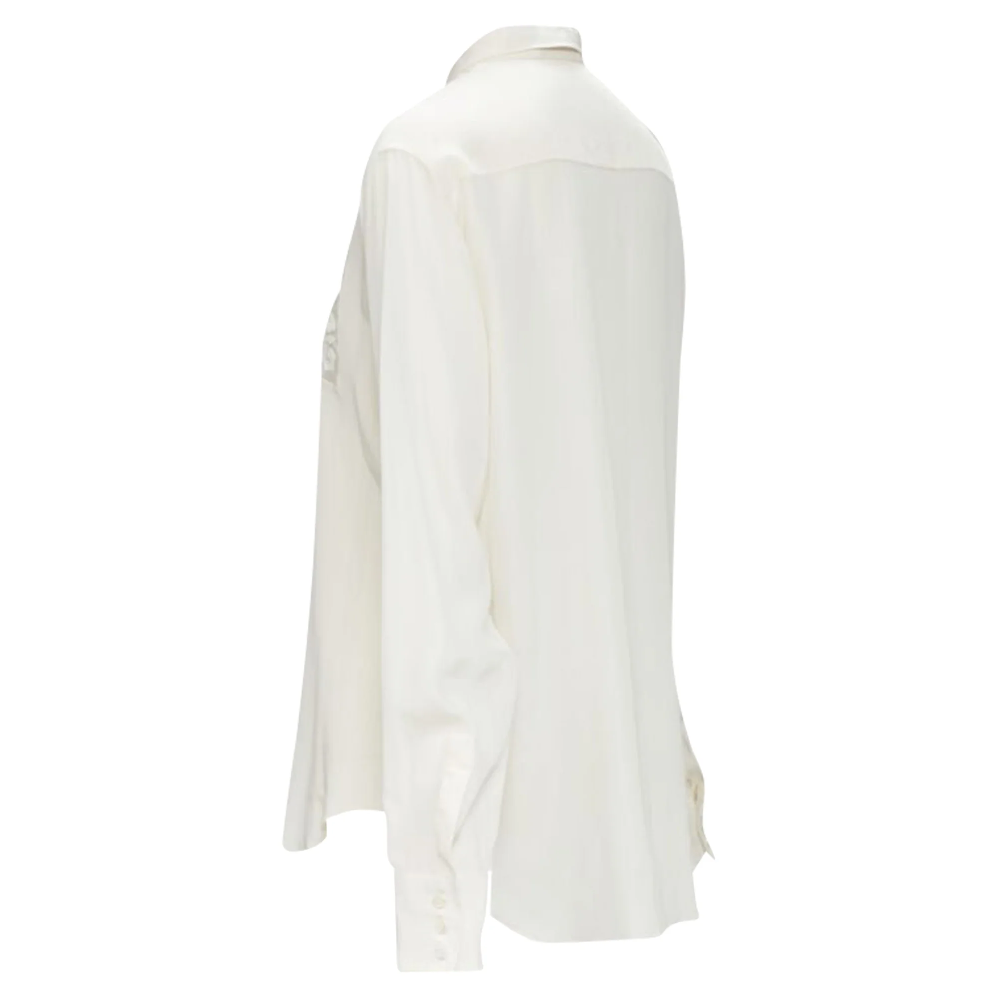 Women's Christian Dior silk sheer floral embroidery long sleeve shirt - Image 6