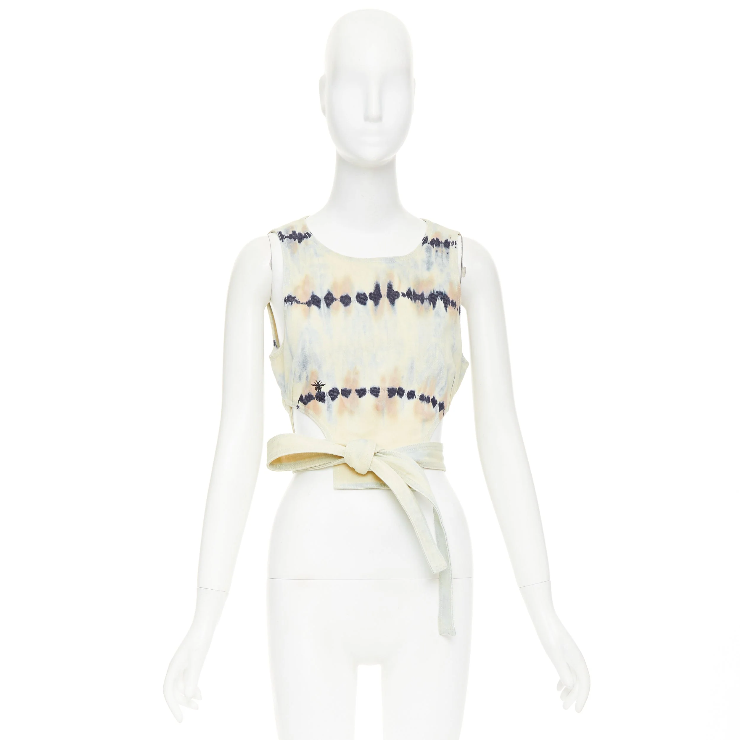 Women's Christian Dior tie dye cotton tie open back crop top - Image 9