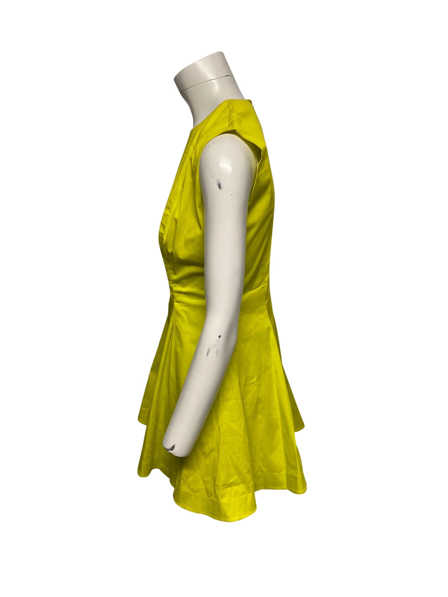 Women's Dior Box Pleated Mini Dress in Yellow Cotton - Image 3