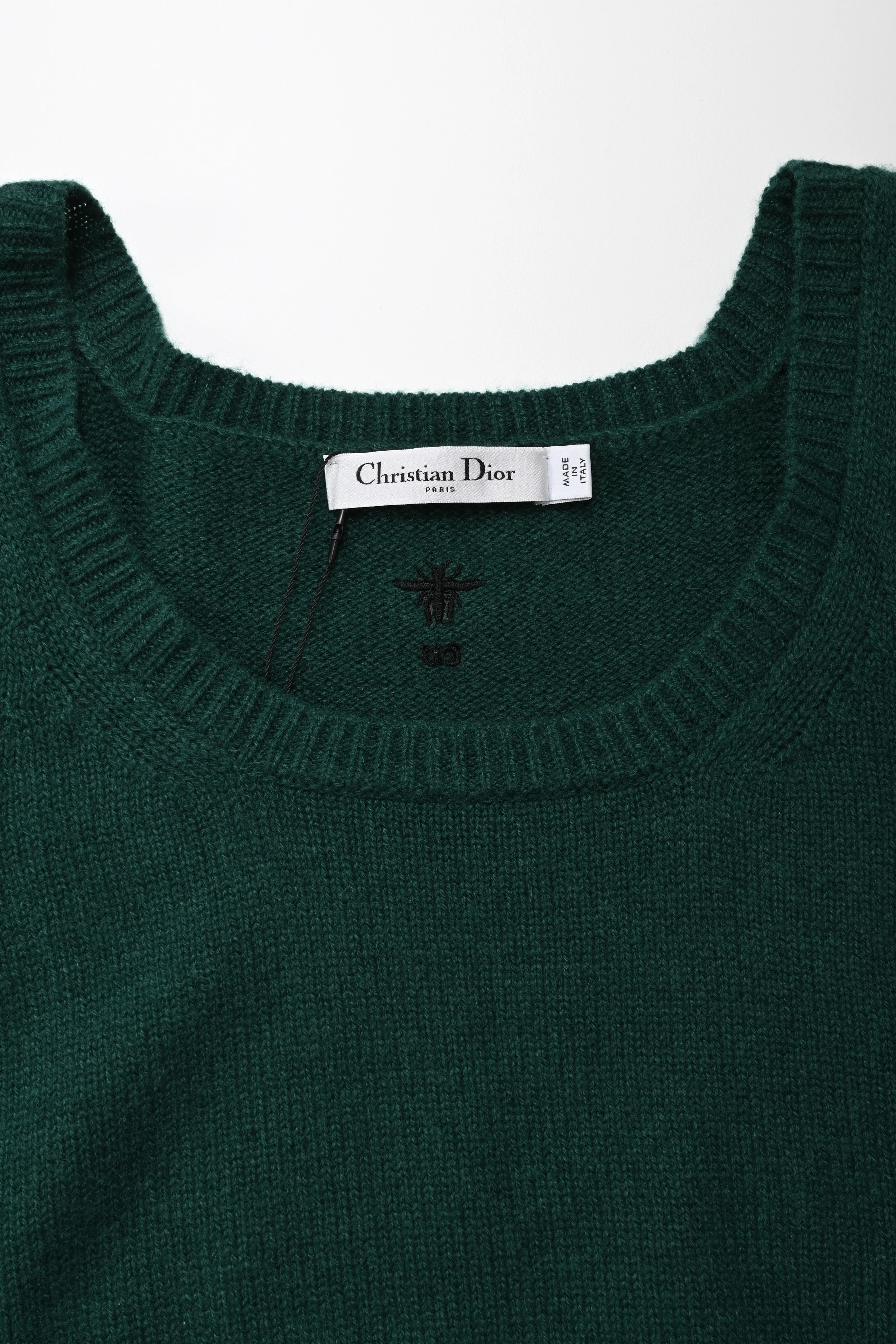 Women's Dior CD Embroidered Knitted Tank Top in Olive Cashmere - Image 10
