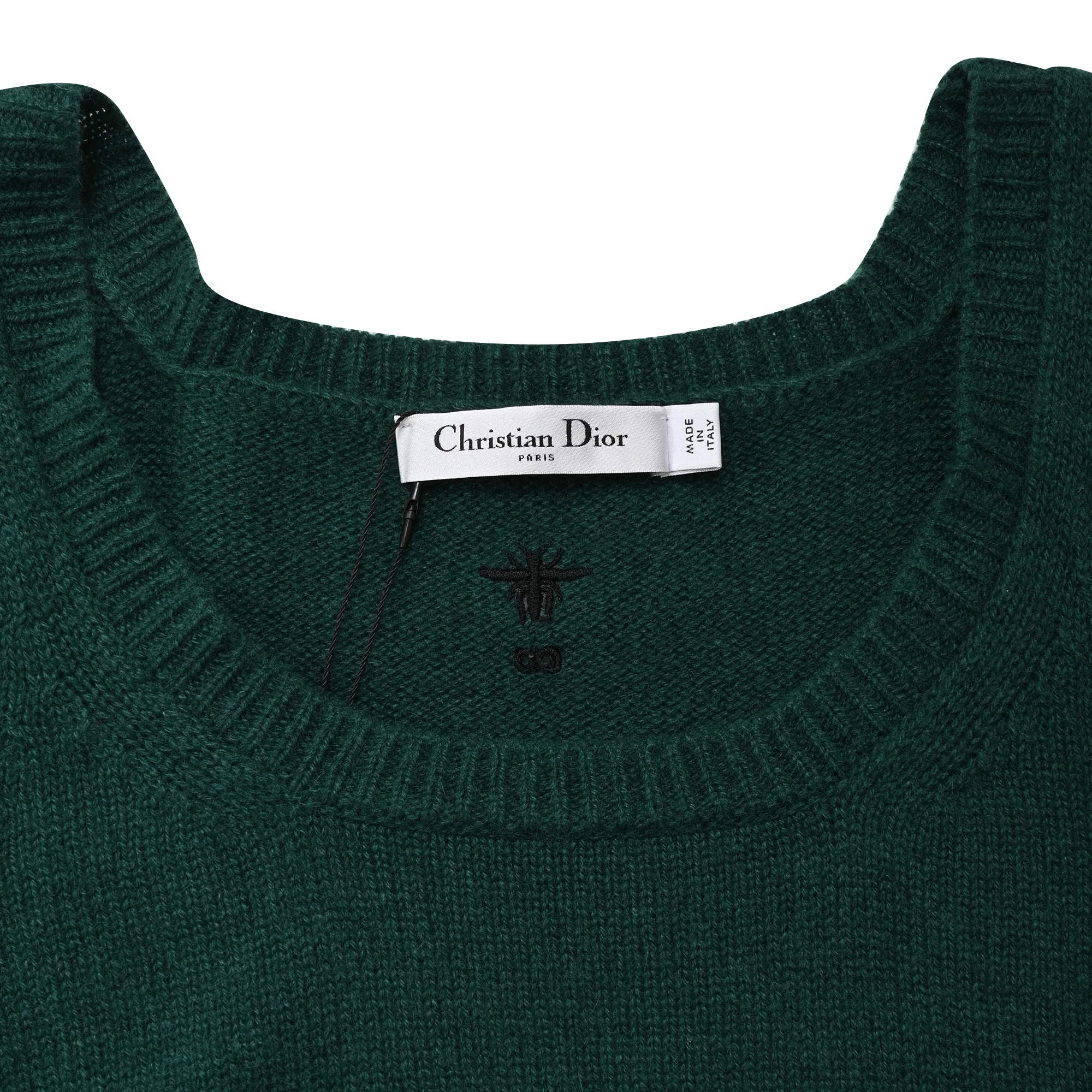Women's Dior CD Embroidered Knitted Tank Top in Olive Cashmere - Image 5