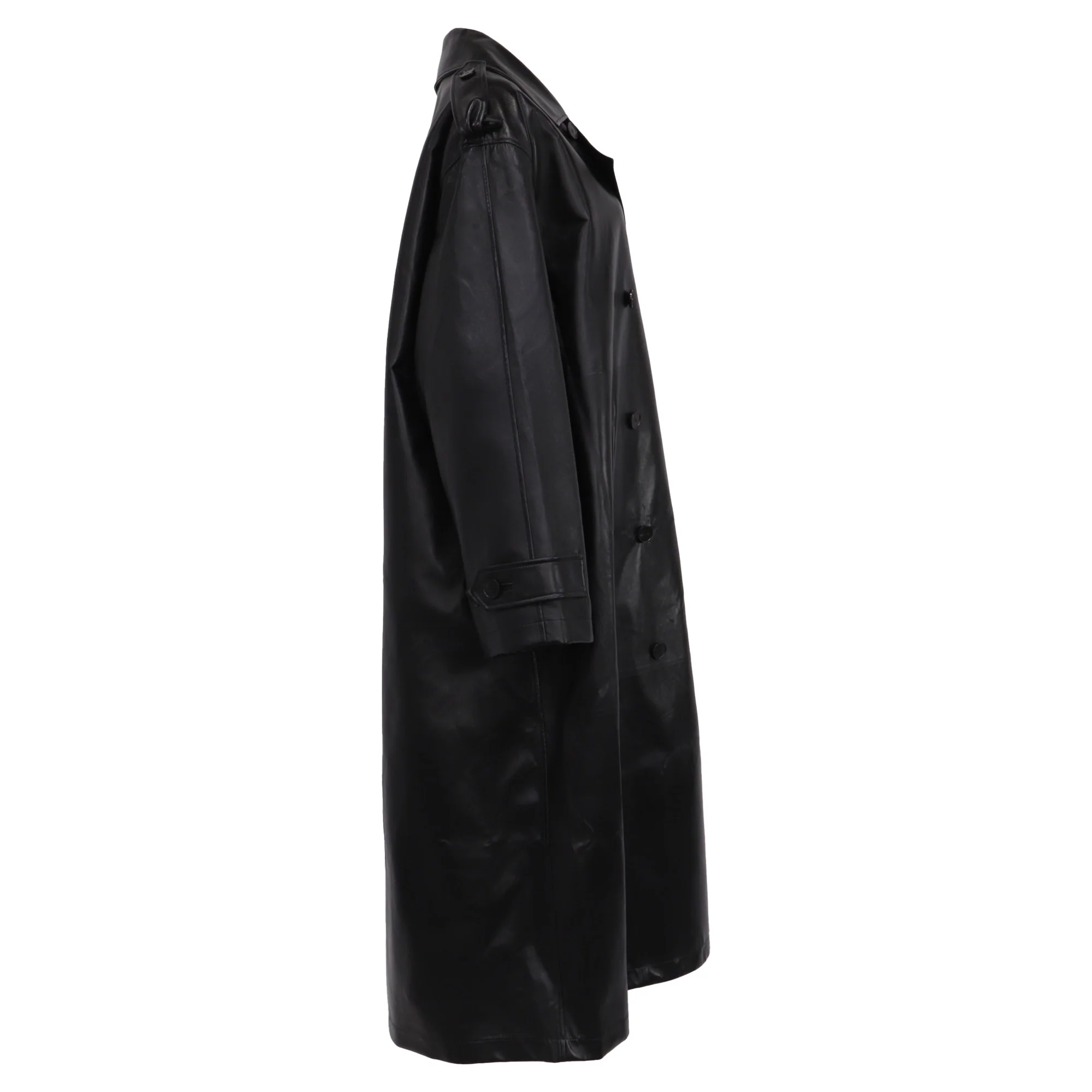 Women's Dior Double-Breasted Coat in Black Lambskin Leather - Image 3