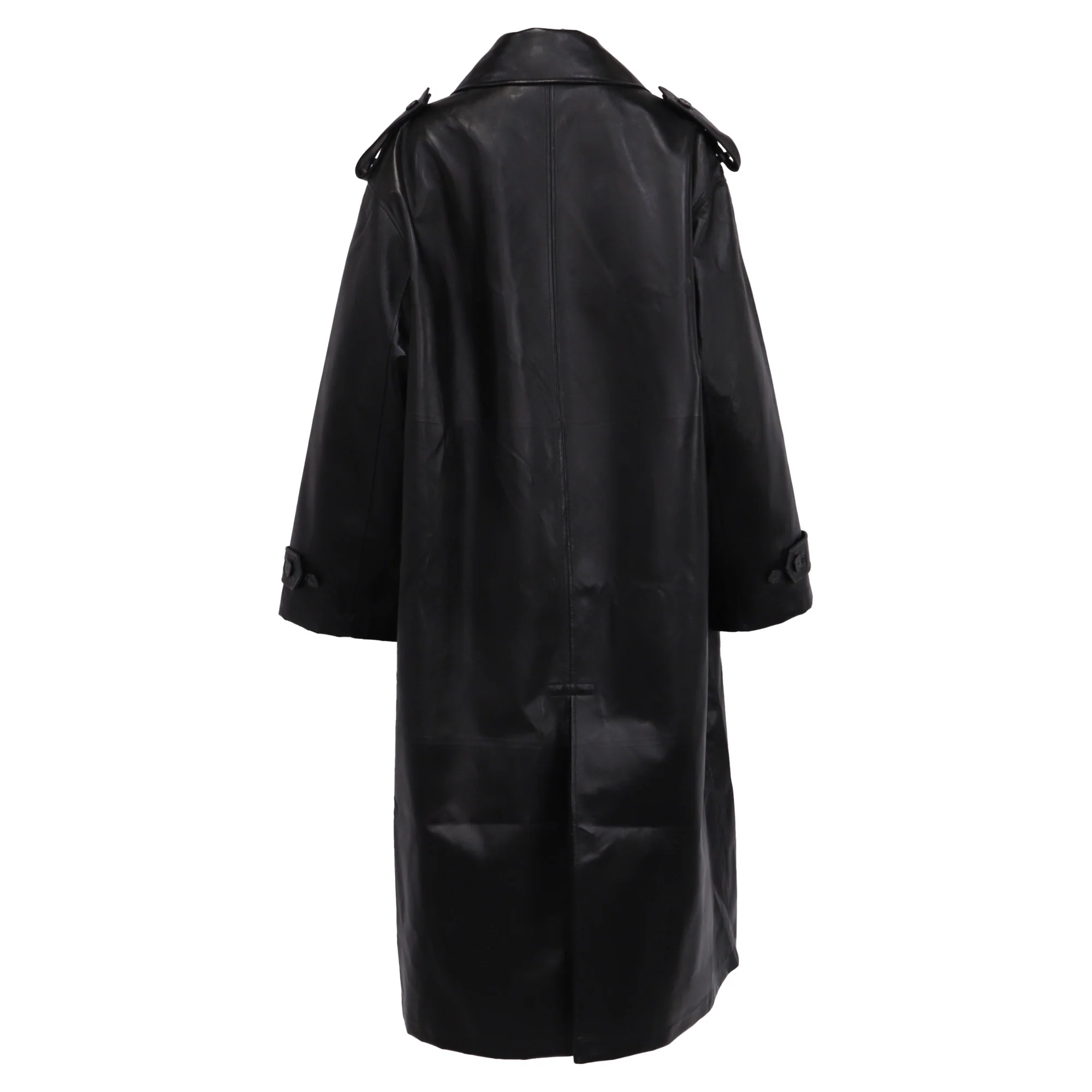 Women's Dior Double-Breasted Coat in Black Lambskin Leather - Image 4