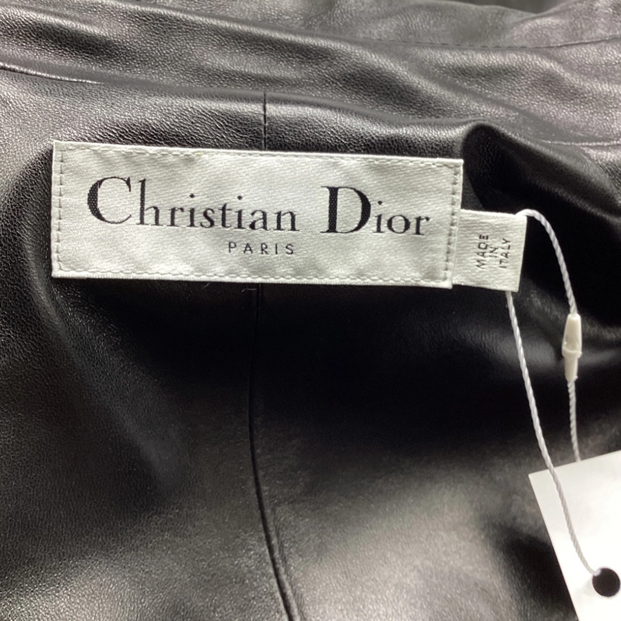 Women's Dior Double-Breasted Coat in Black Lambskin Leather - Image 6