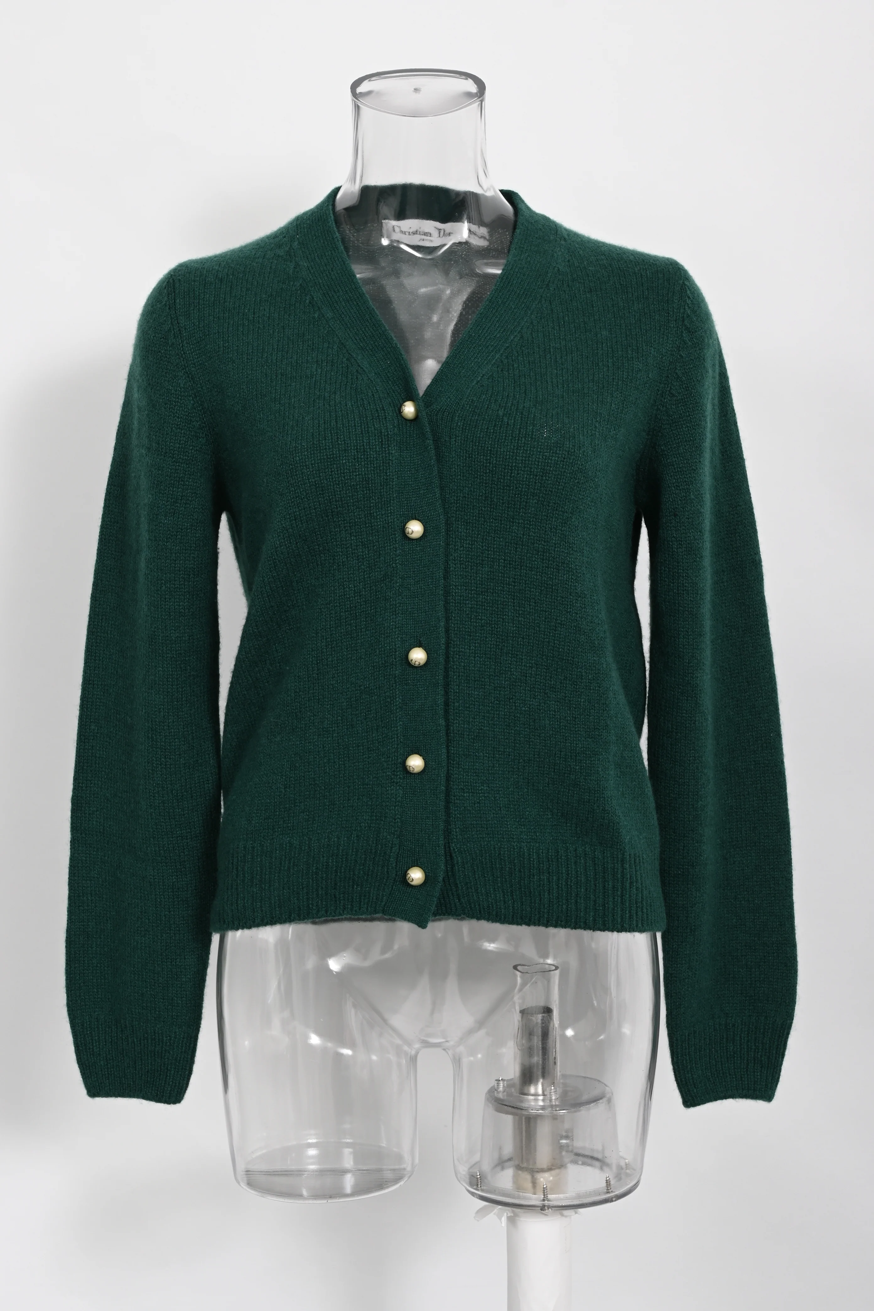 Women's Dior Knitted Buttoned Cardigan in Olive Cashmere - Image 6