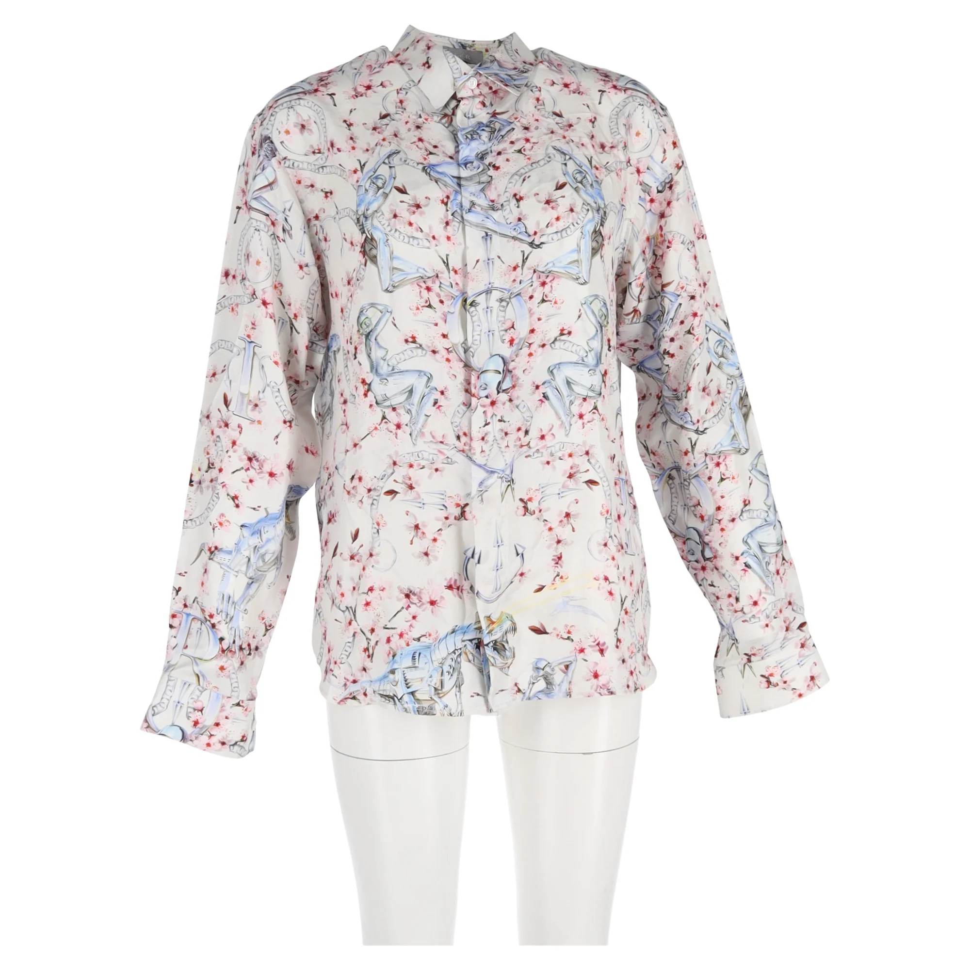 Women's Dior Printed Button-Down Shirt in Multicolor Silk - Image 4