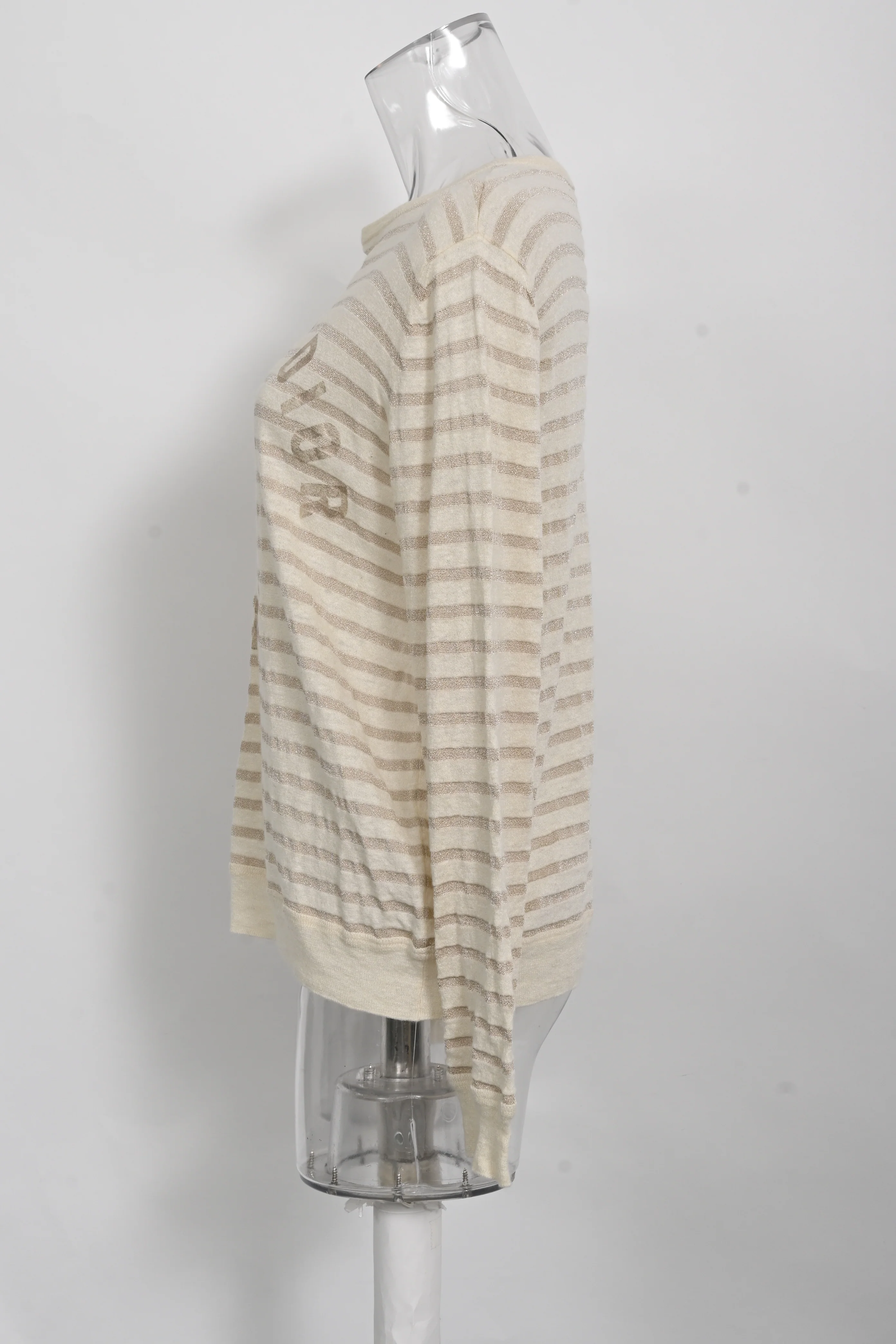 Women's Dior Seville Striped Sweater in Cream Linen - Image 7