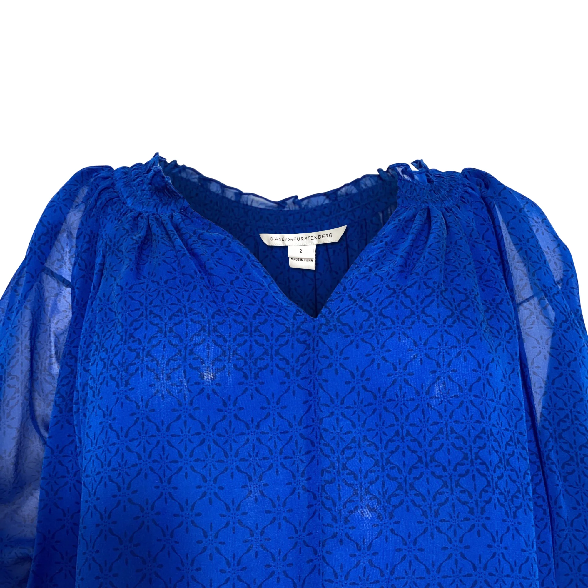Women's Diane von Furstenberg Blouse in Blue Silk - Image 2