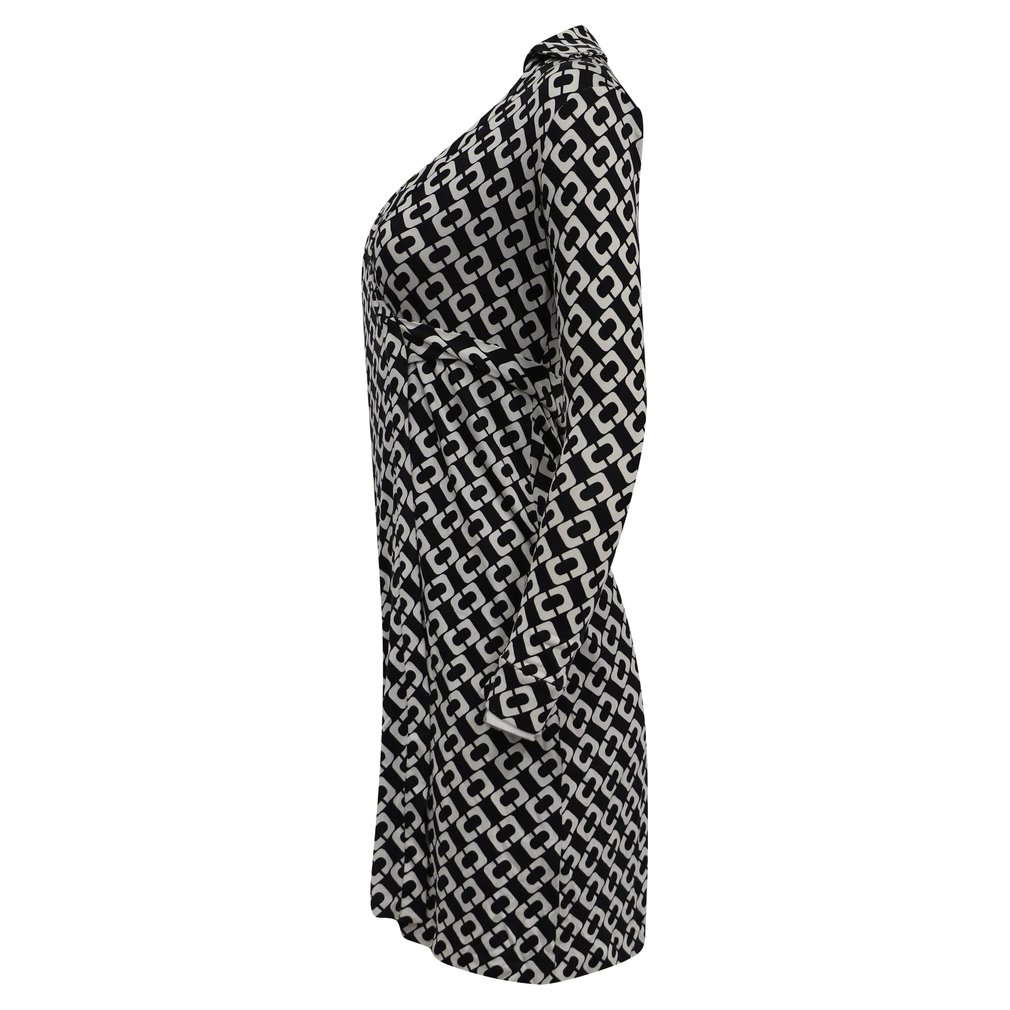 Women's Diane Von Furstenberg Chain Print Mini Wrap Dress in Multicolor Silk - Image 3