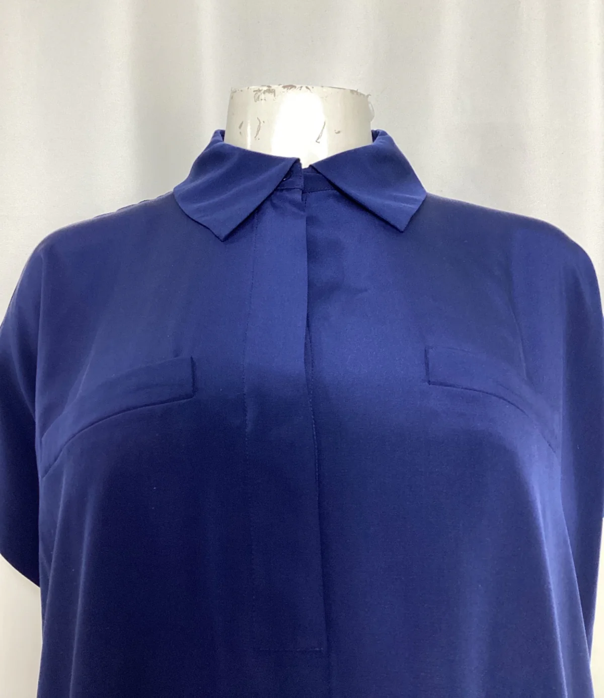 Women's Diane Von Furstenberg Hatsu Layered Colorblock Crepe De Chine Mini Shirt Dress in Navy Blue Silk - Image 10