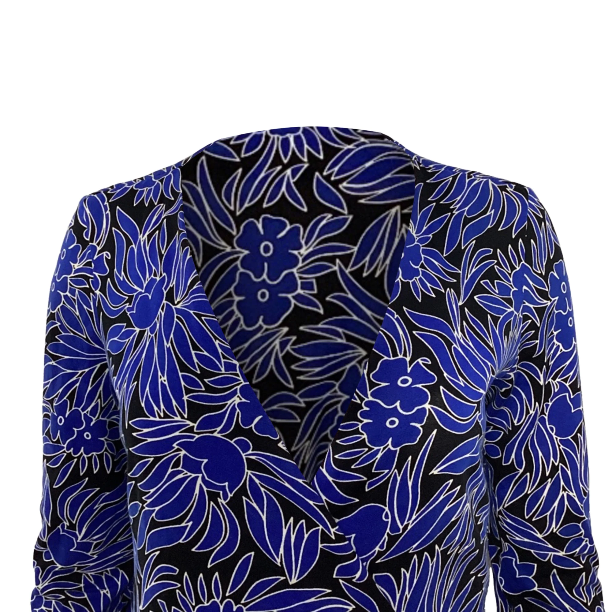 Women's Diane von Furstenberg Printed Knee-Length Wrap Dress in Blue Cotton - Image 4