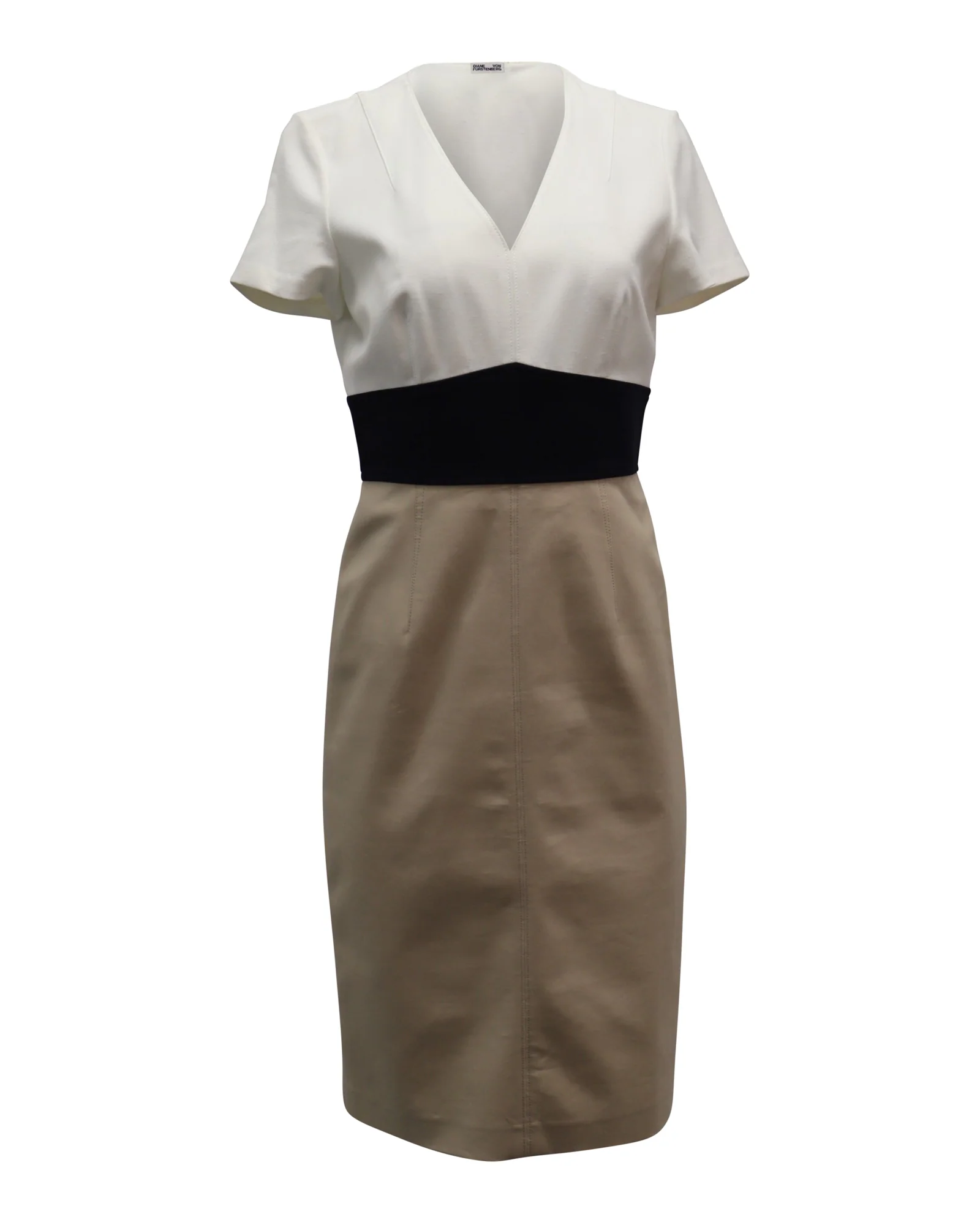Women's Diane Von Furstenberg V-Neck Knee Length Dress in Multicolor Silk