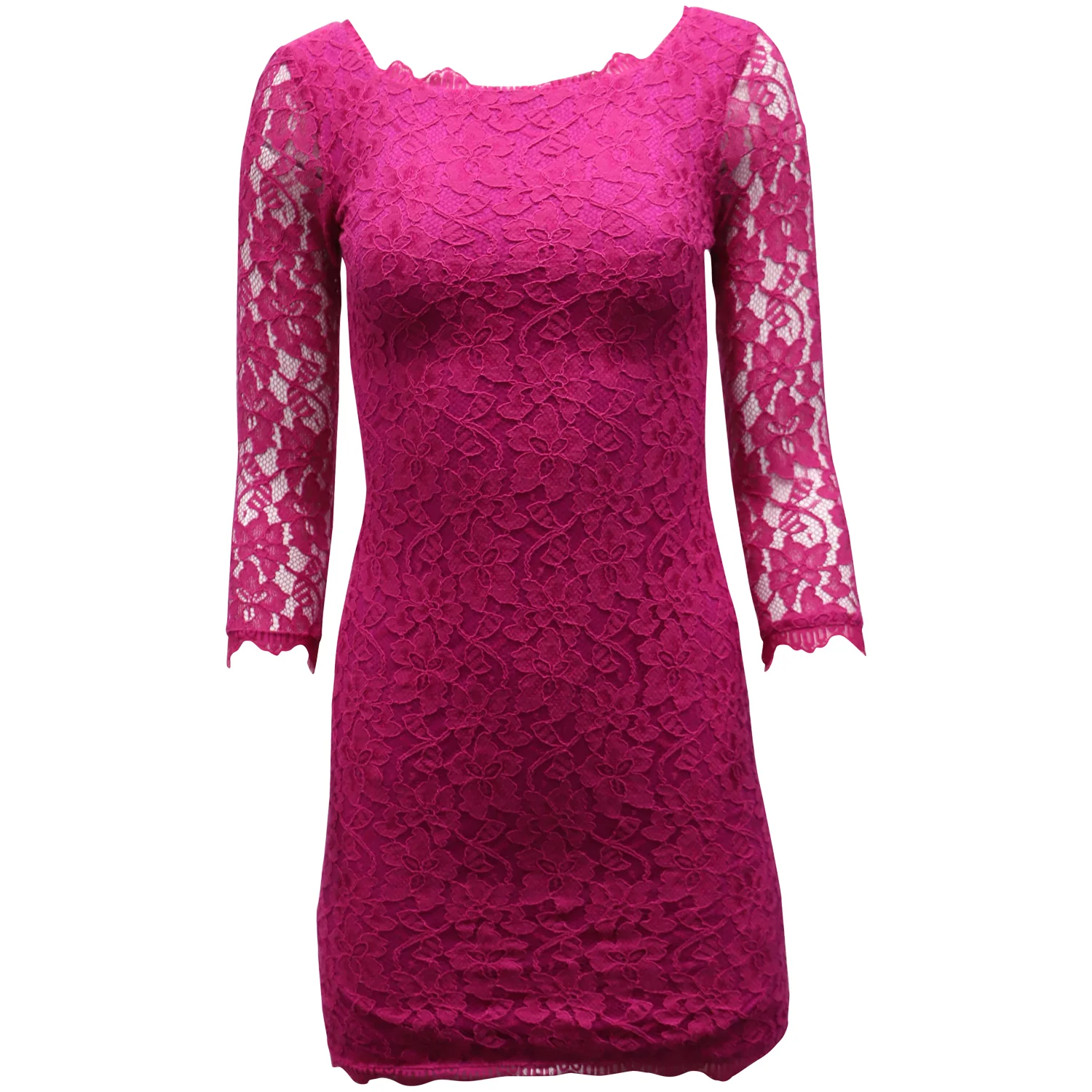 Women's Diane Von Furstenberg Zarita Lace Sheath Dress in Pink Rayon