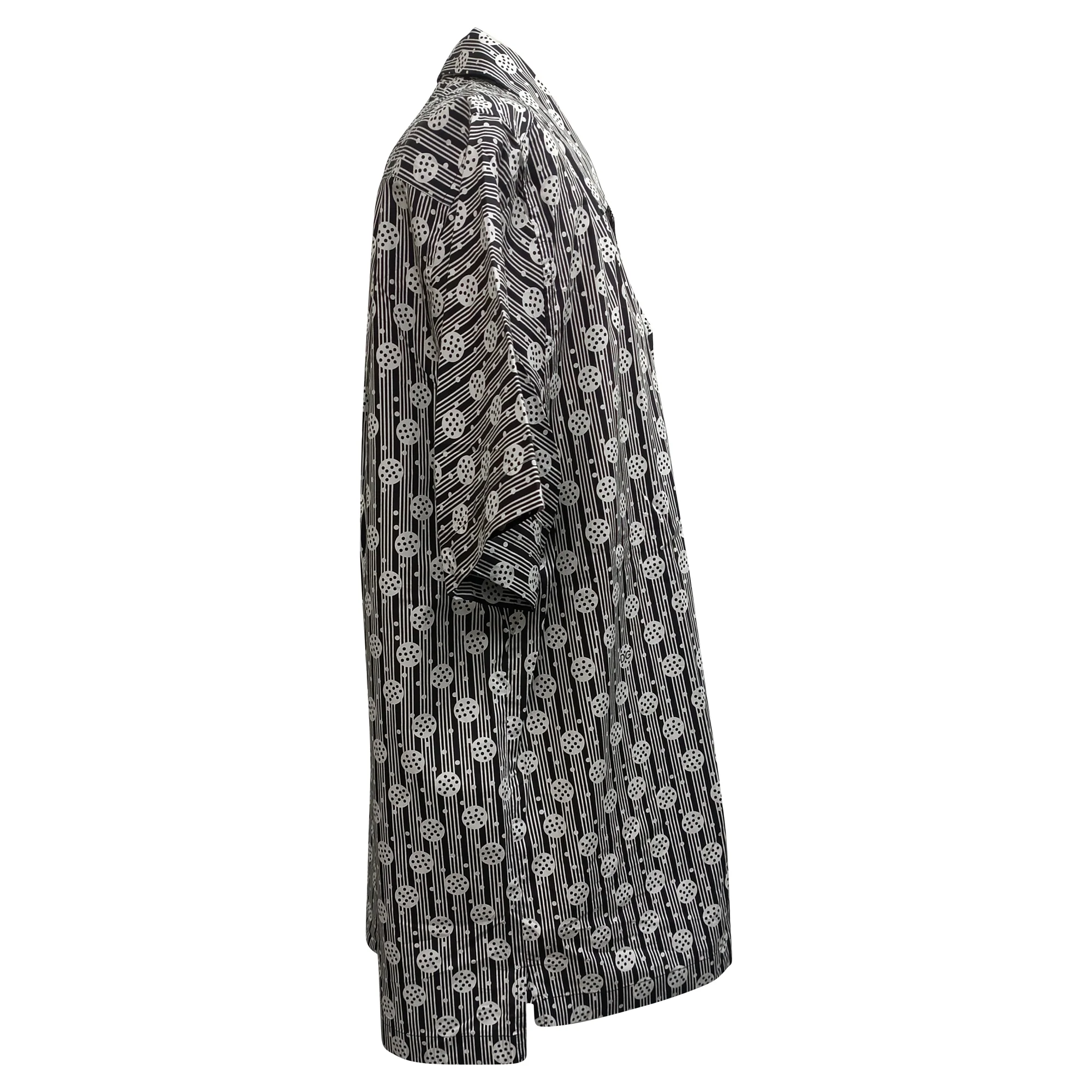 Men's  Dolce & Gabbana Geometric-Print Shirt in Black and White Cotton - Image 2