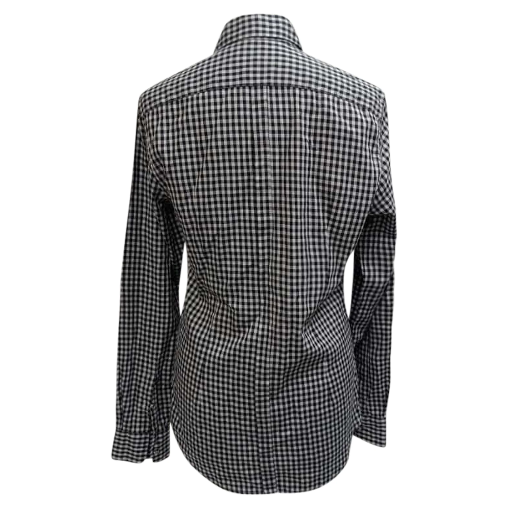 Men's Dolce & Gabbana Gingham Button-Down Shirt in Black and White Cotton - Image 3