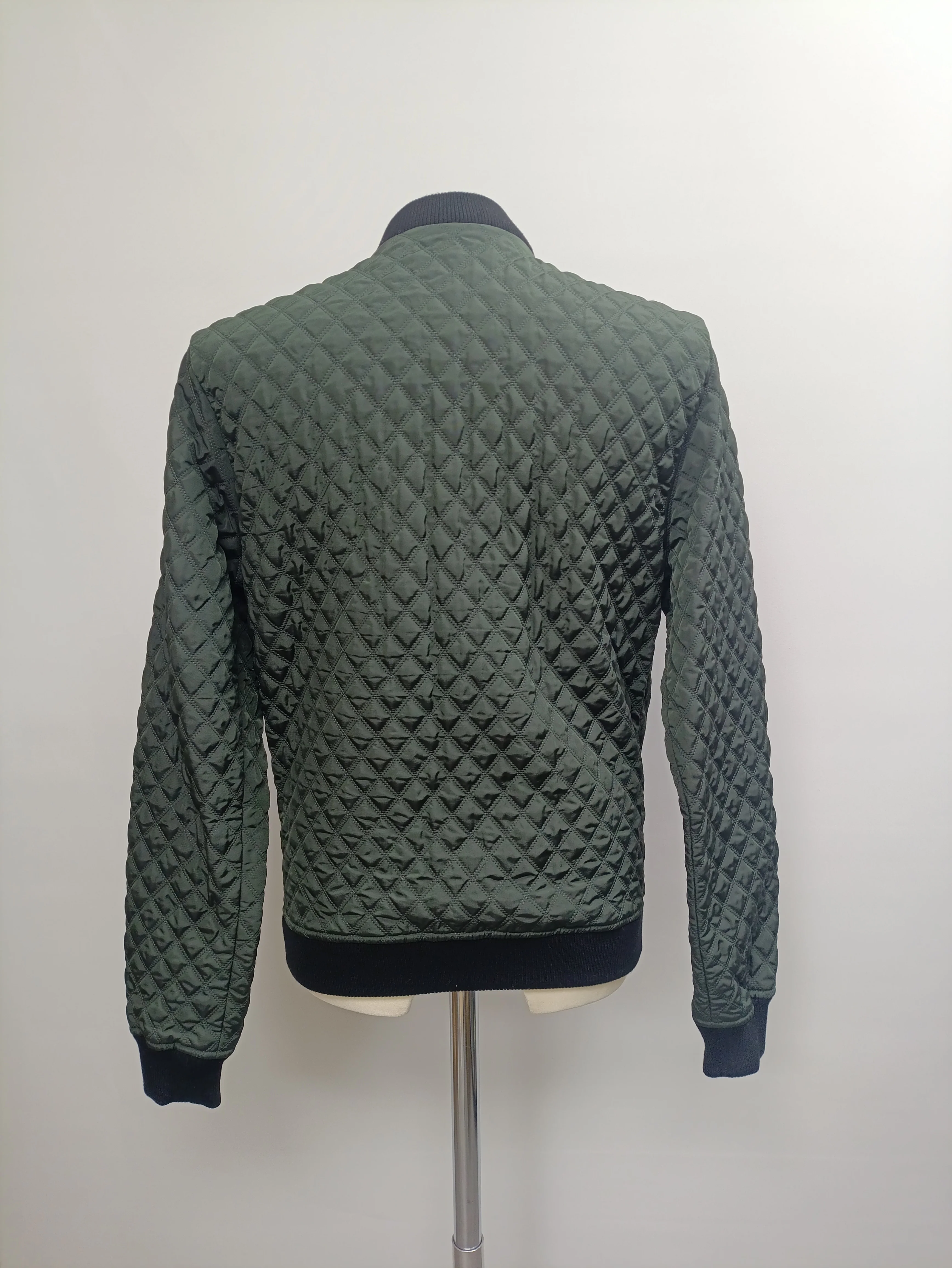 Men's Dolce & Gabbana Quilted Bomber Jacket in Olive Polyamide - Image 7