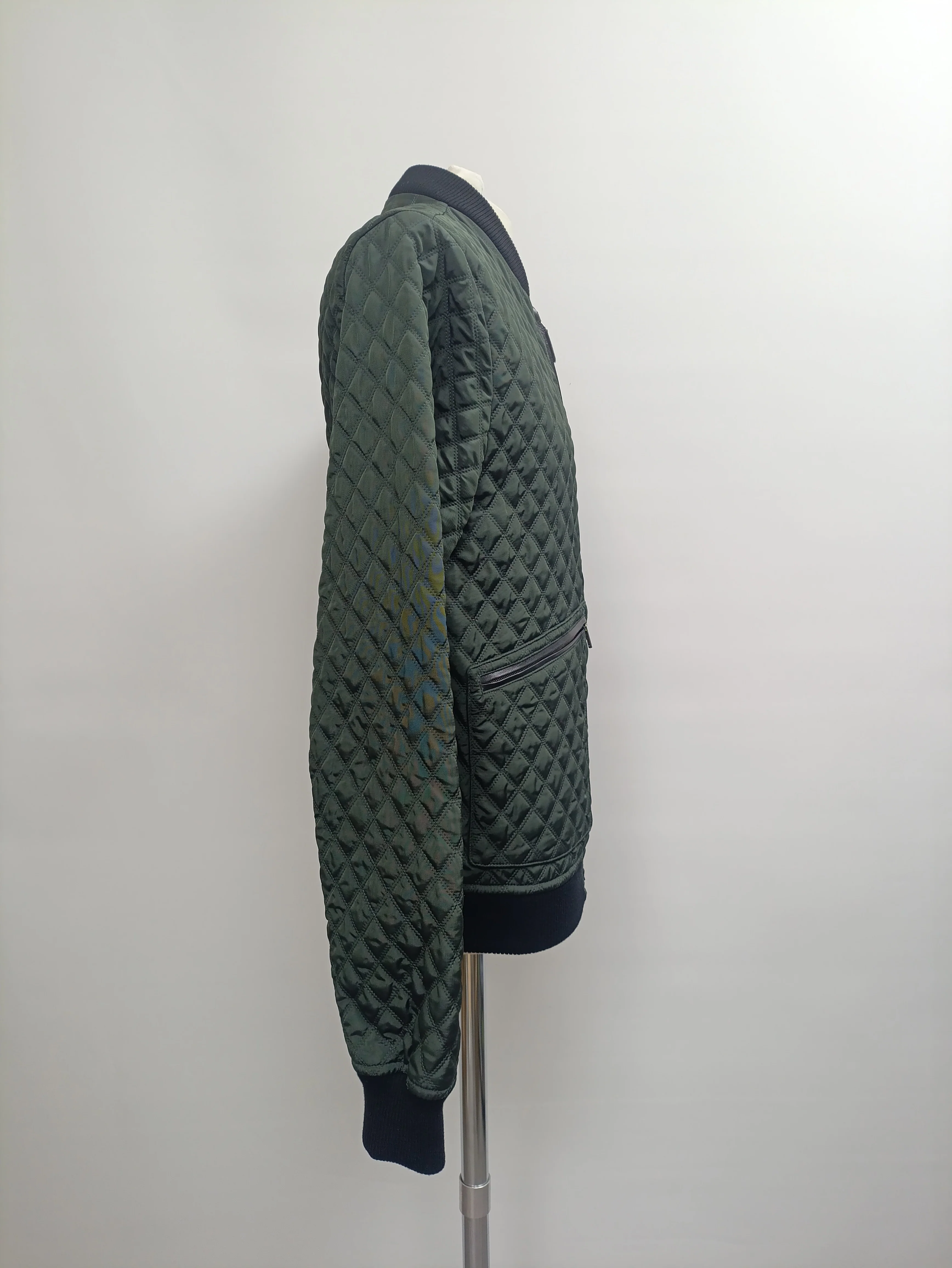 Men's Dolce & Gabbana Quilted Bomber Jacket in Olive Polyamide - Image 8
