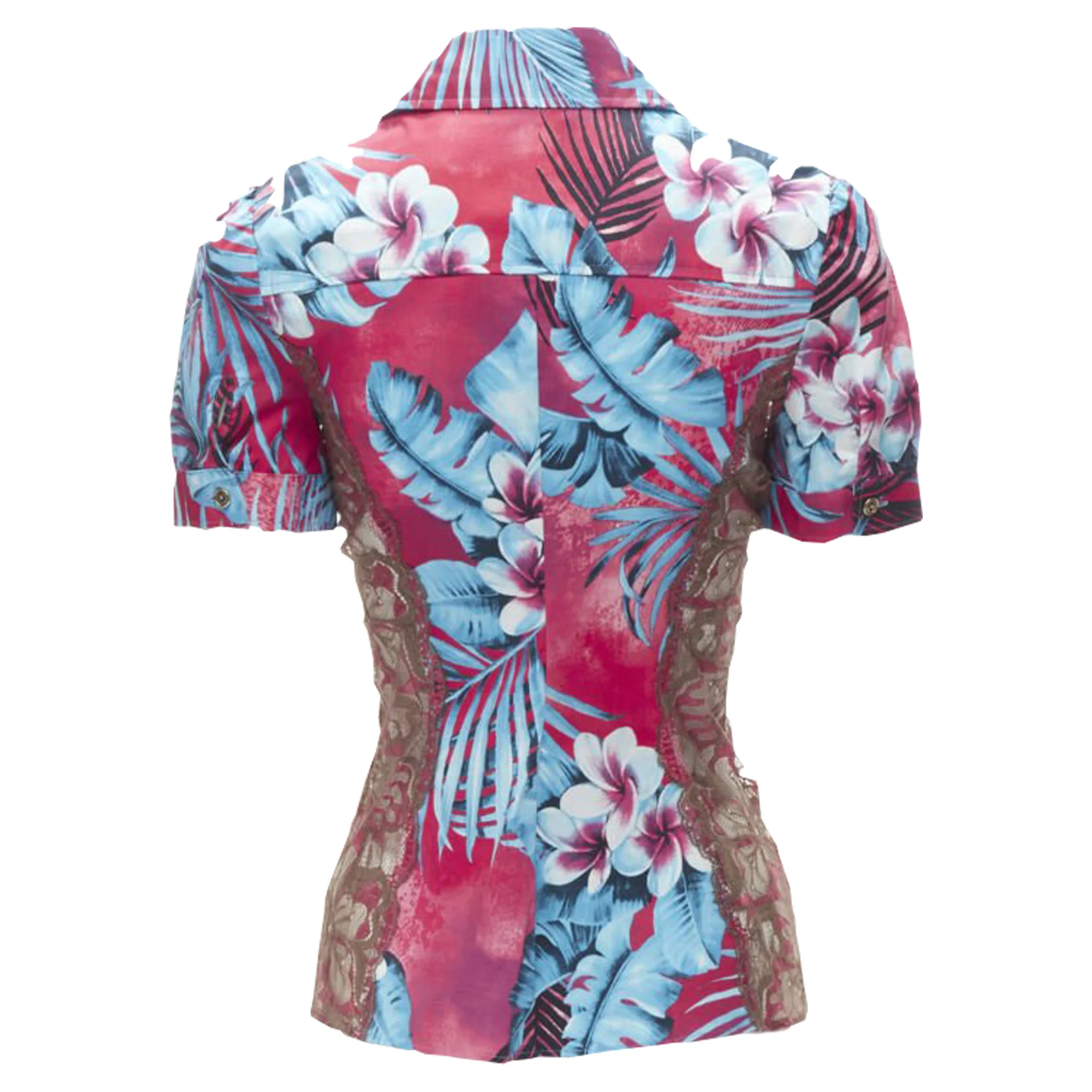 Women's D&G Dolce & Gabbana sheer lace panel side Hawaiian shirt - Image 5