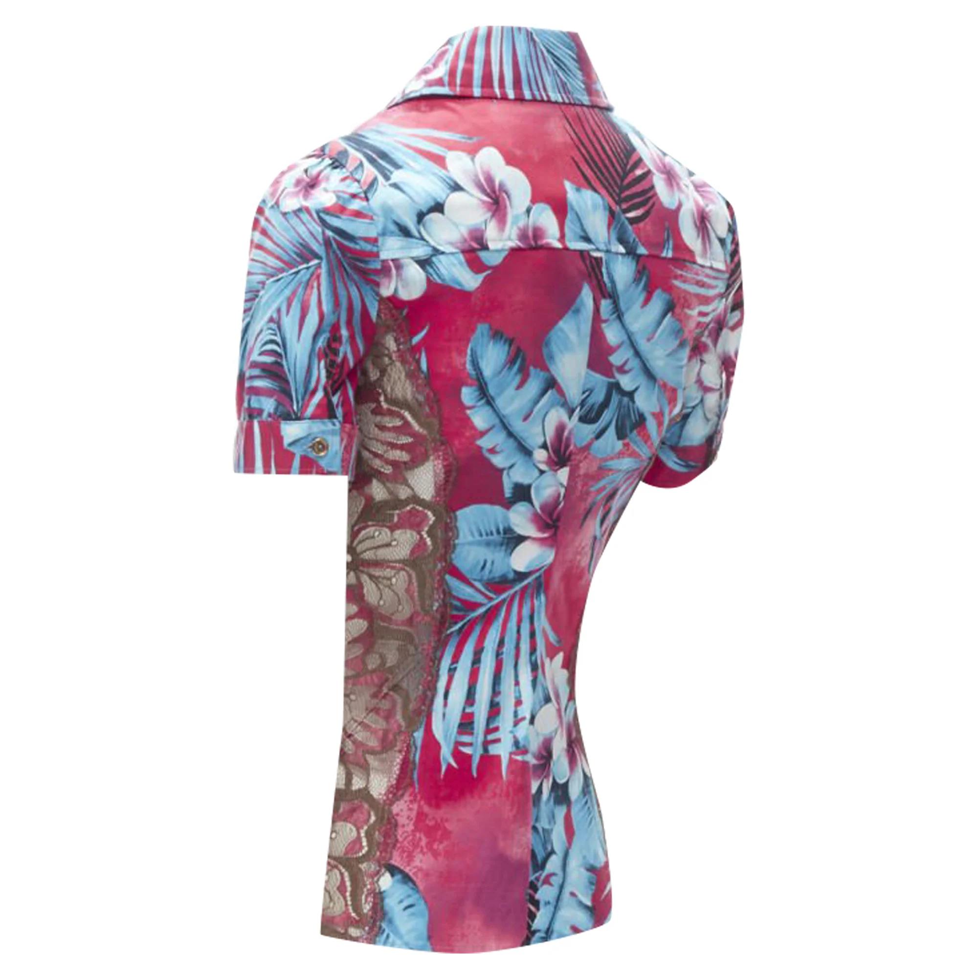 Women's D&G Dolce & Gabbana sheer lace panel side Hawaiian shirt - Image 6