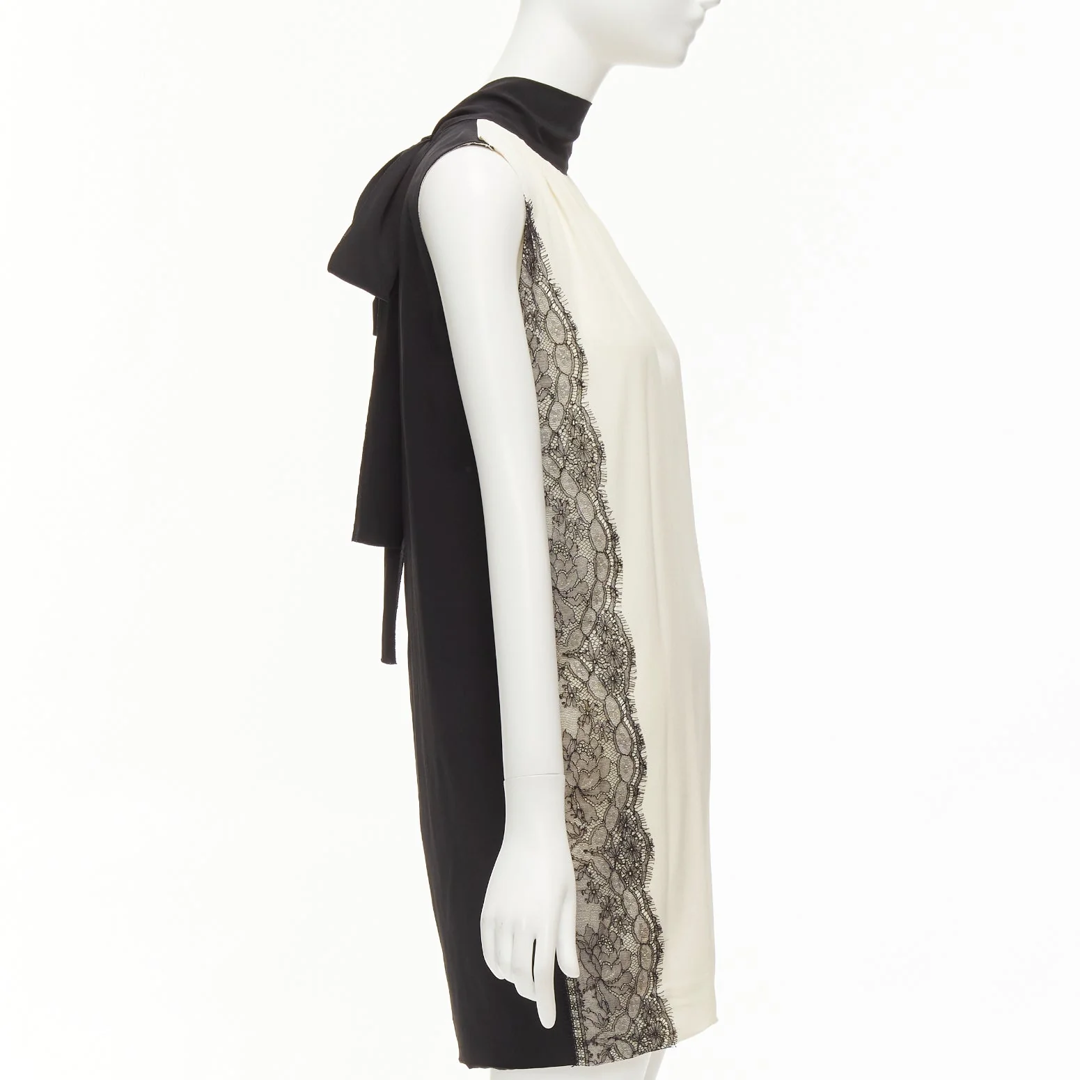 Women's D&G Lace Side Trim Tie Neck Back High Neck Boxy Dress - Image 10