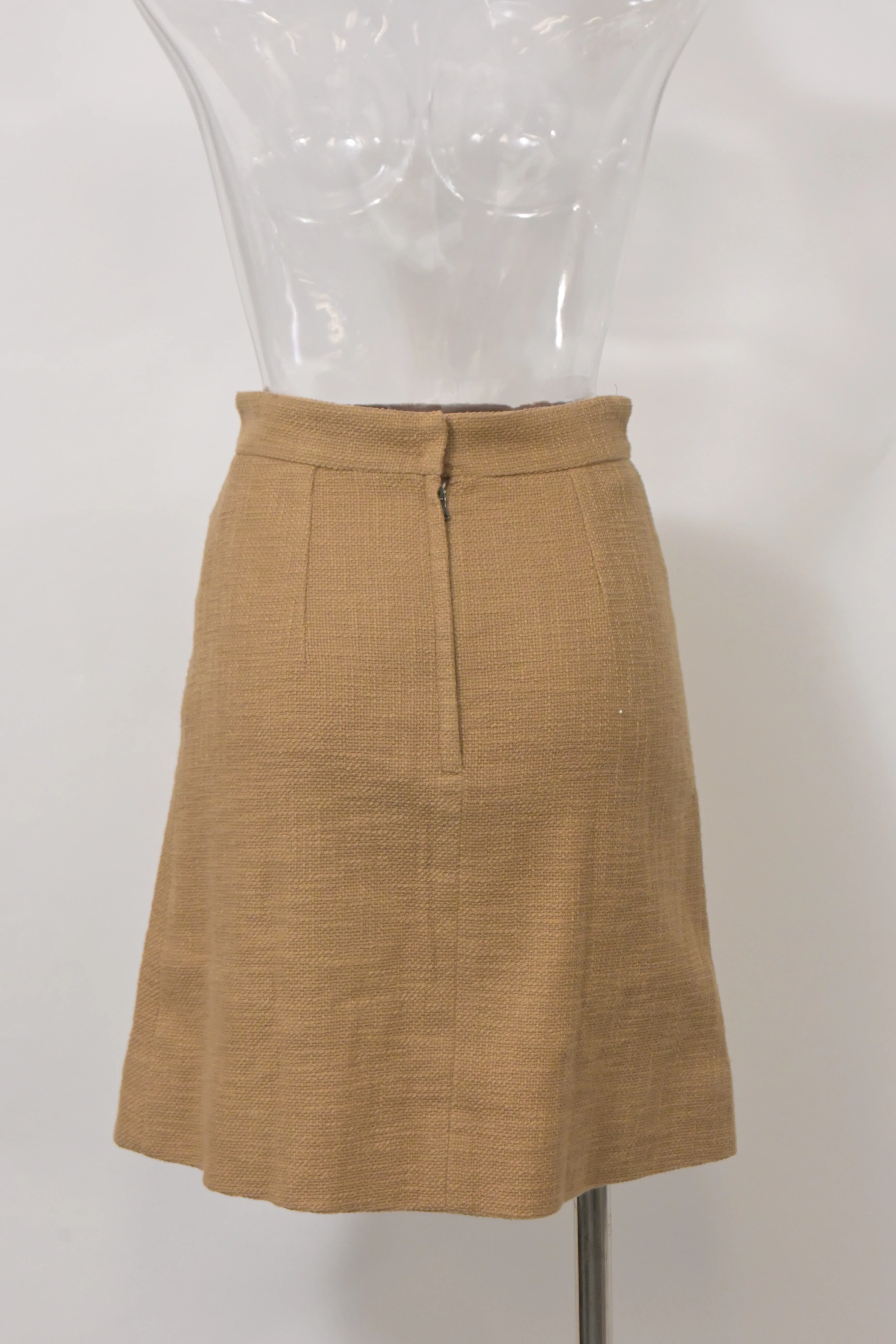 Women's Dolce and Gabbana Embellished Buttons Mini A-Line Skirt in Brown Wool - Image 7