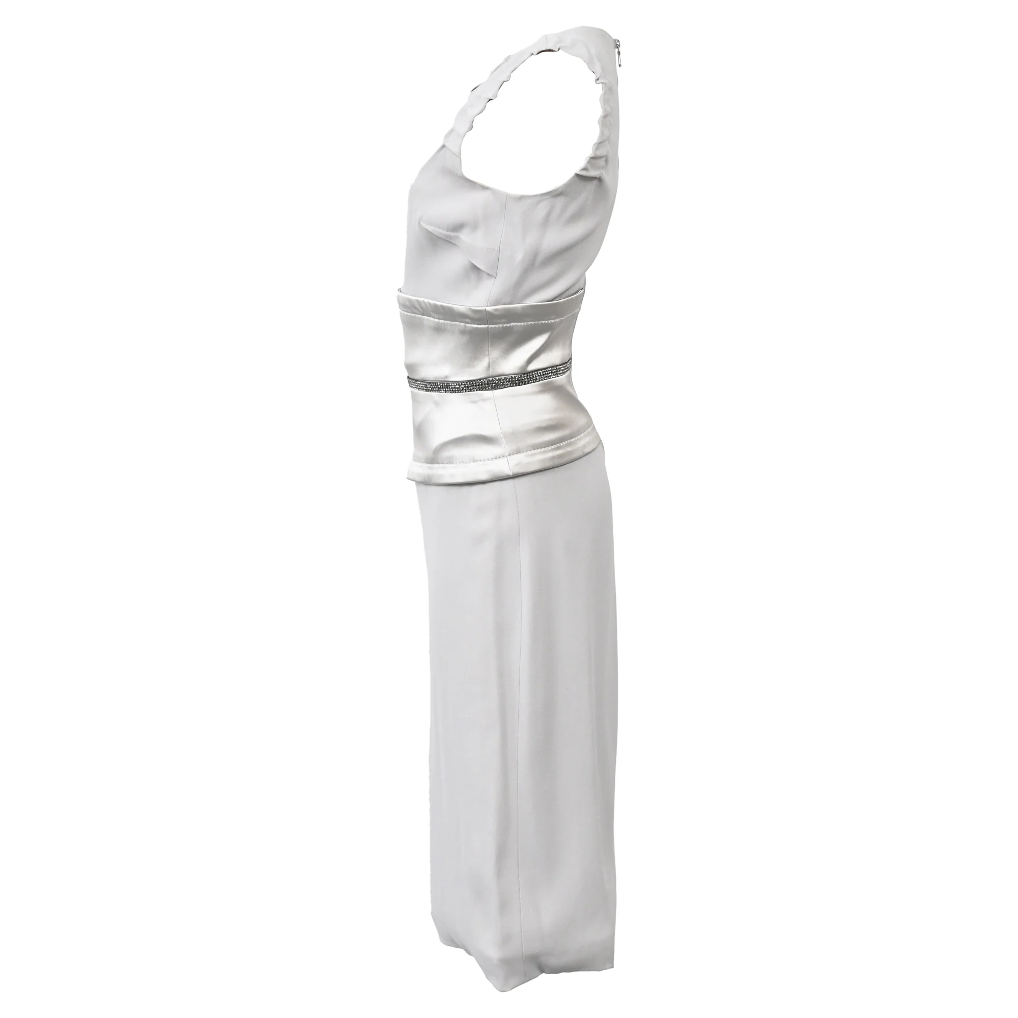 Women's Dolce & Gabbana Animal Print Lined Knee Length Dress in Silver Acetate - Image 2
