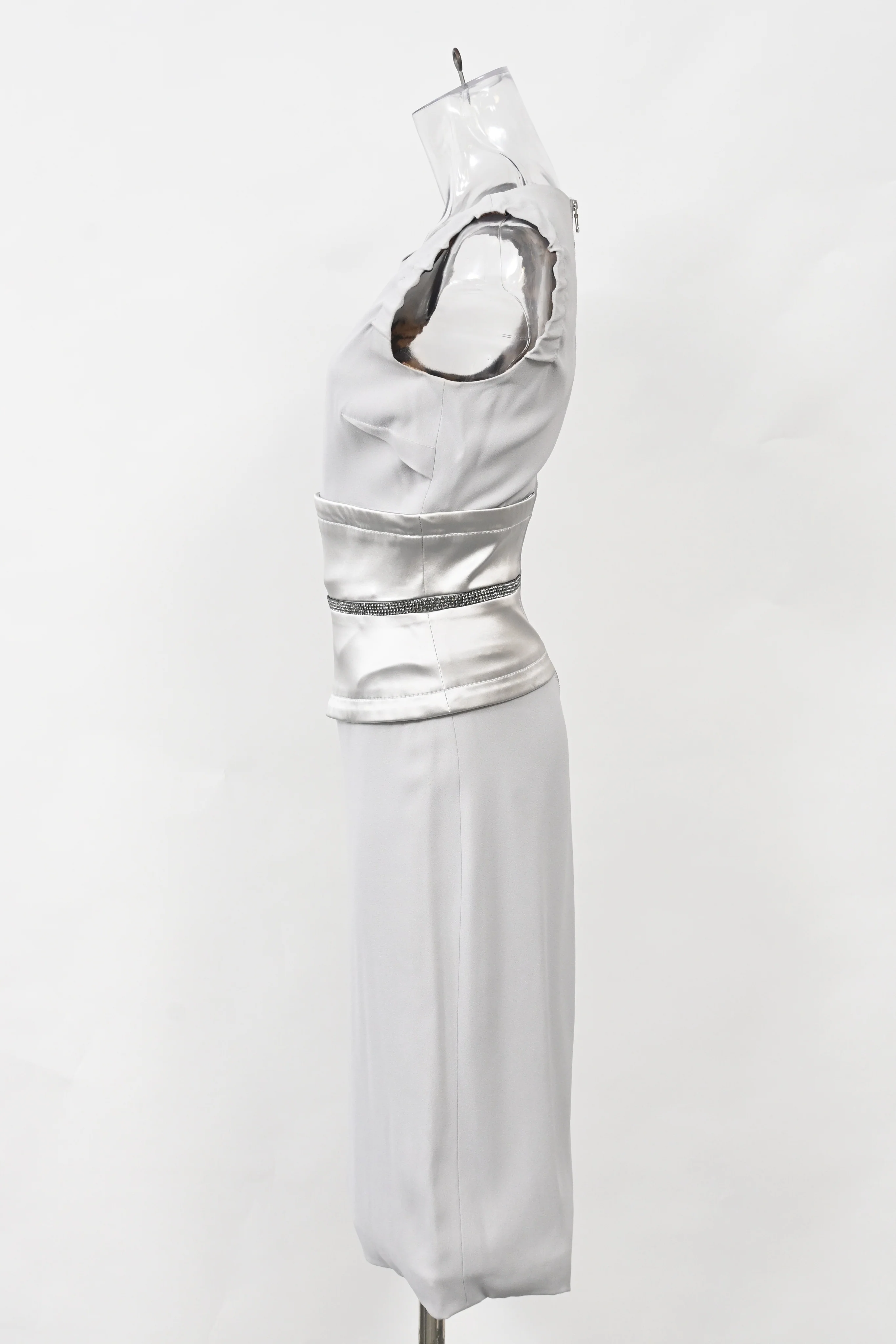 Women's Dolce & Gabbana Animal Print Lined Knee Length Dress in Silver Acetate - Image 7