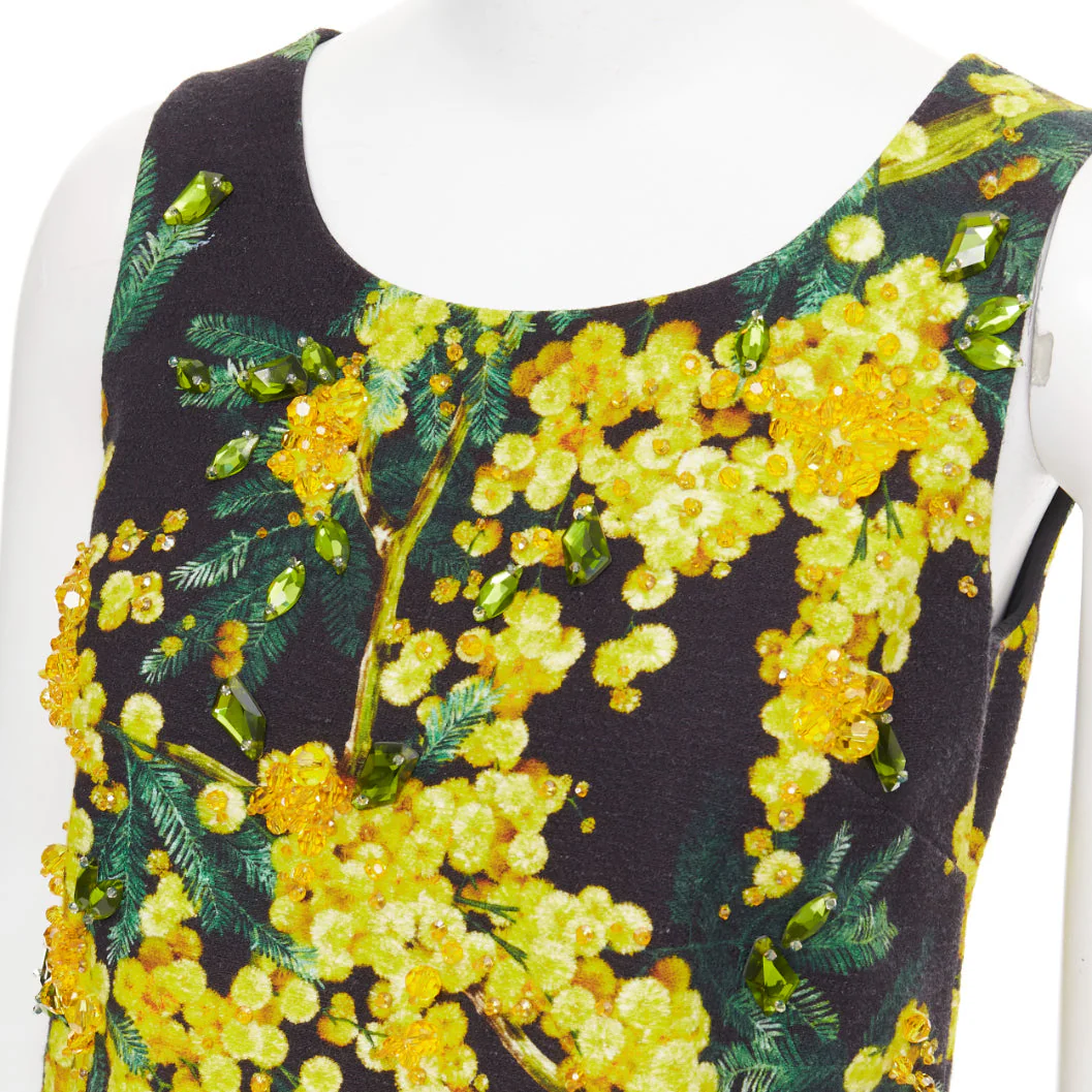 Women's Dolce Gabbana beaded mimosa acacia print floral tunic - Image 2